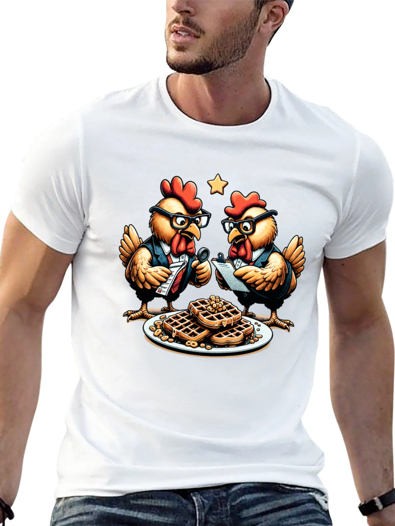 Black Chicken & Waffles T-Shirt - Business Chickens view 13