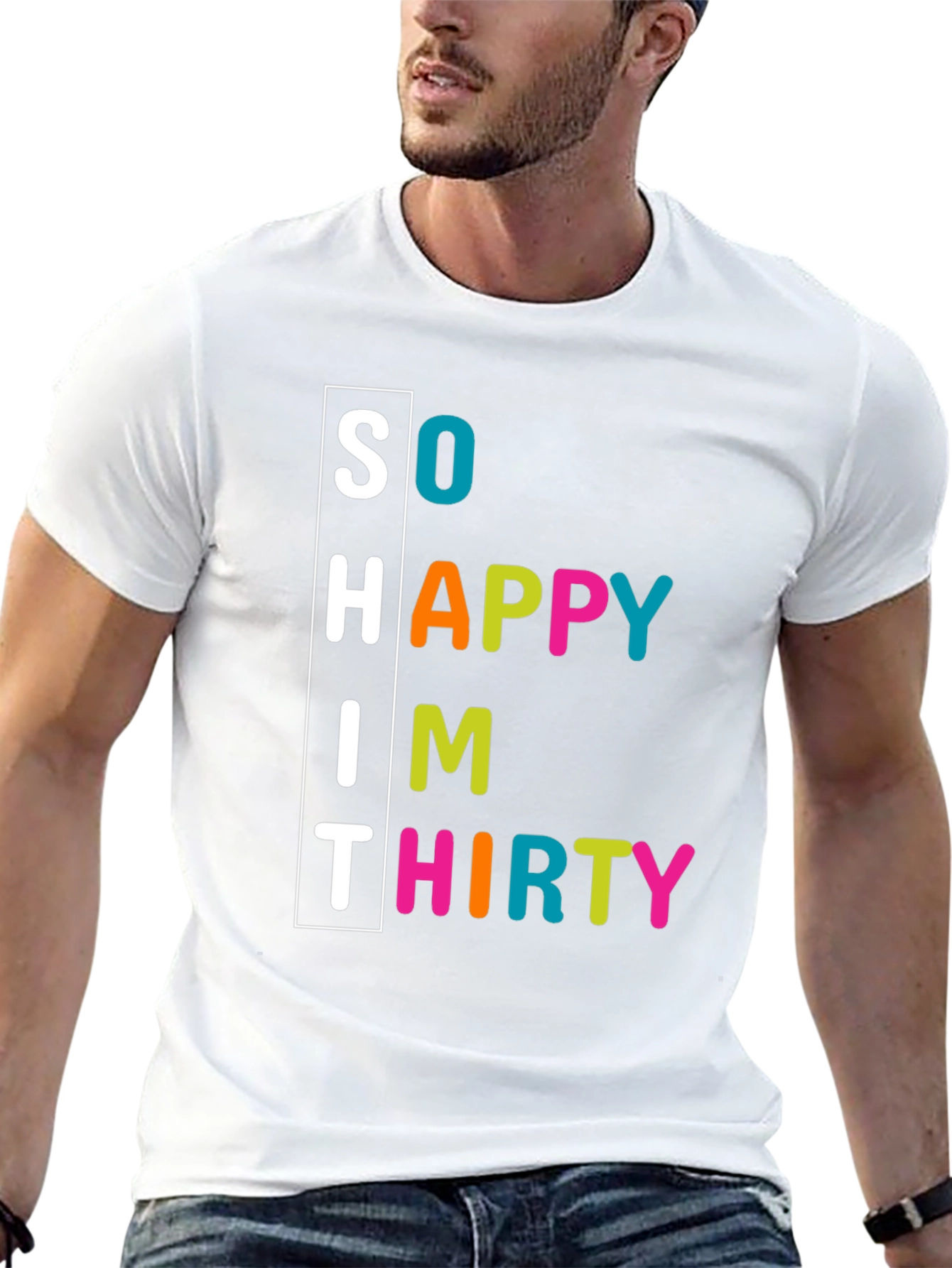 Black So Happy I'm Thirty T-Shirt - Birthday Celebration Tee view 13