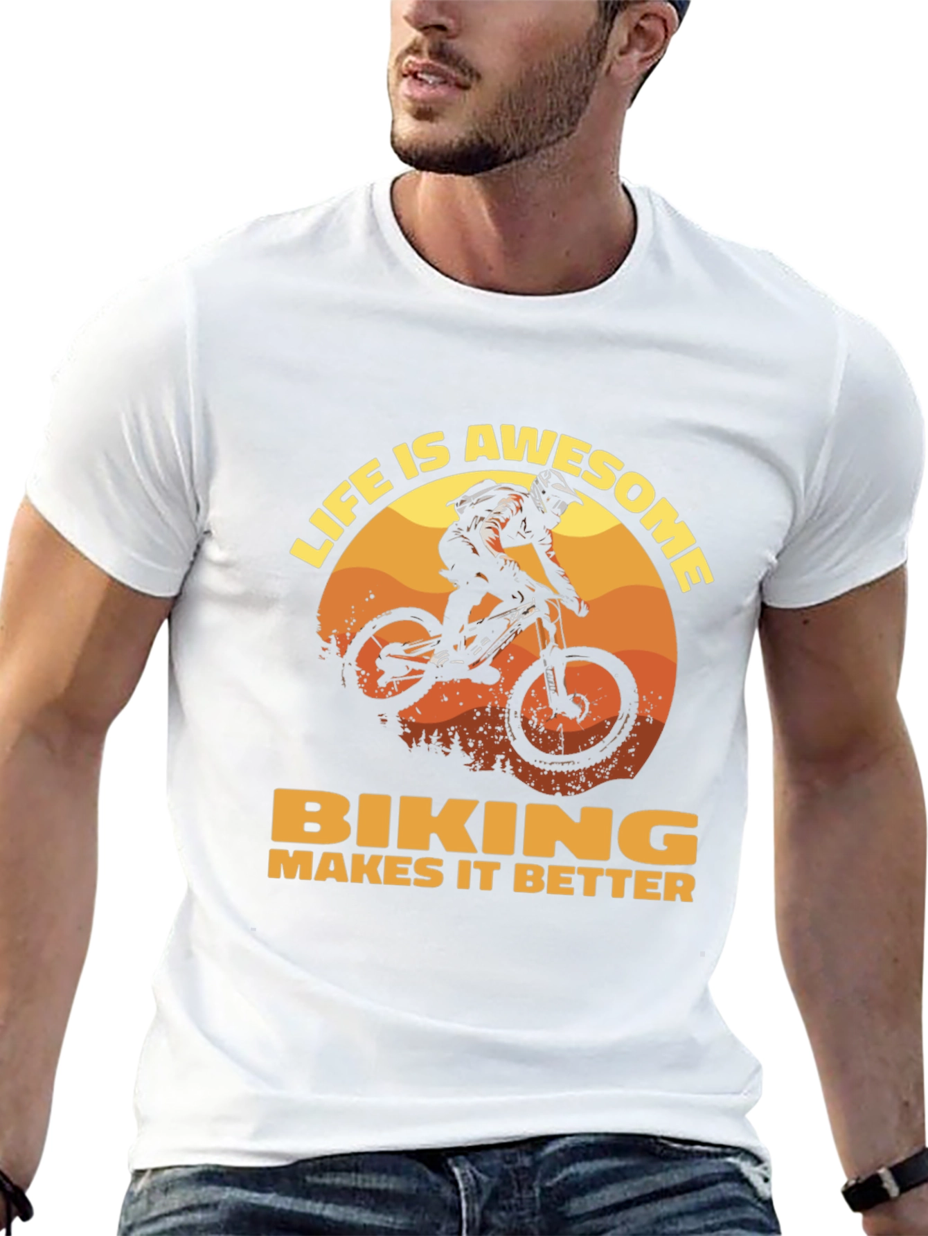Black Life Is Awesome Biking T-Shirt view 13