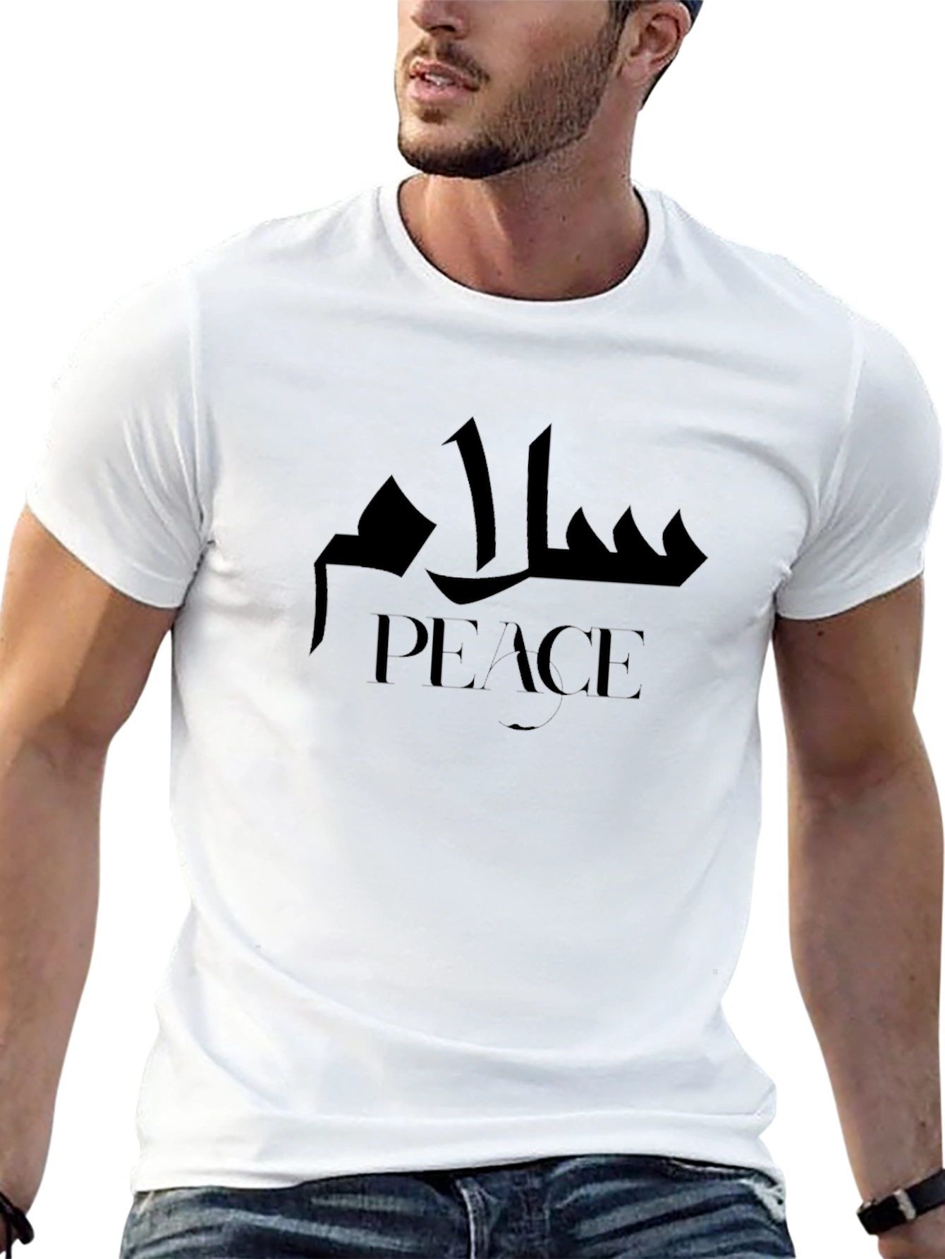 Black Peace Graphic T-Shirt -  Unisex Black Tee view 13