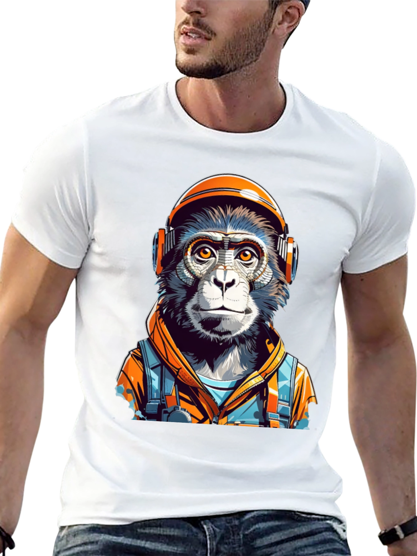 Black Monkey Astronaut Graphic Tee - Unique Design view 13
