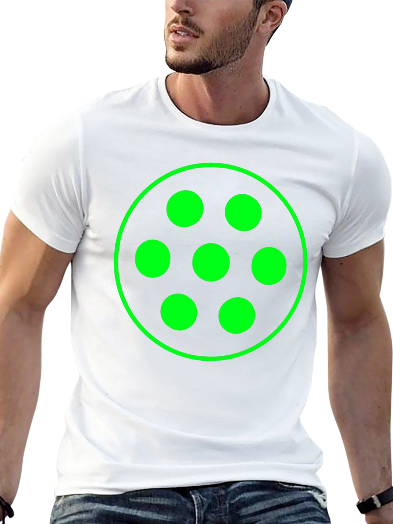 Geometric Green Graphic Black T-Shirt - 13