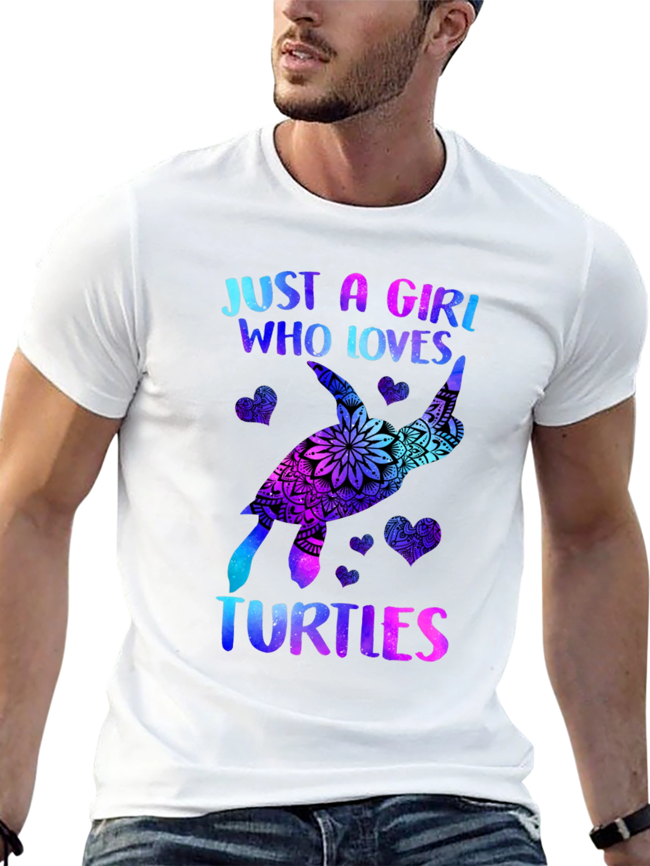 Black Just A Girl Who Loves Turtles T-Shirt Black view 13