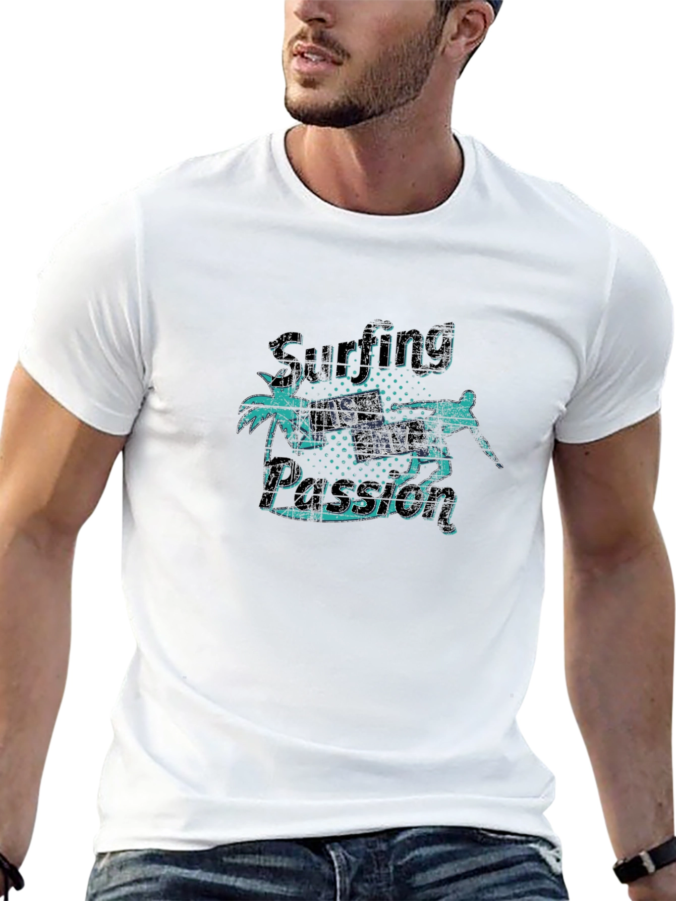 Surfing is My Passion Black Graphic T-Shirt - 13
