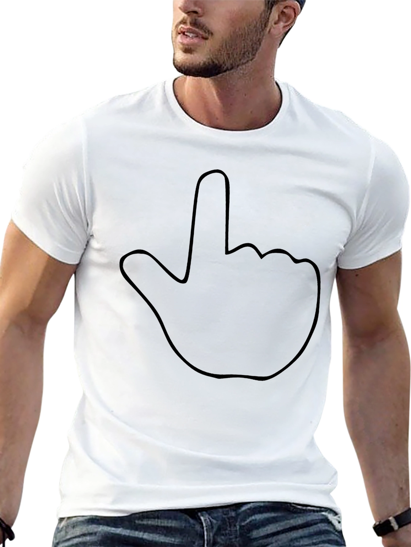 Black Humorous Black T-Shirt with Hand Gesture Graphic view 13