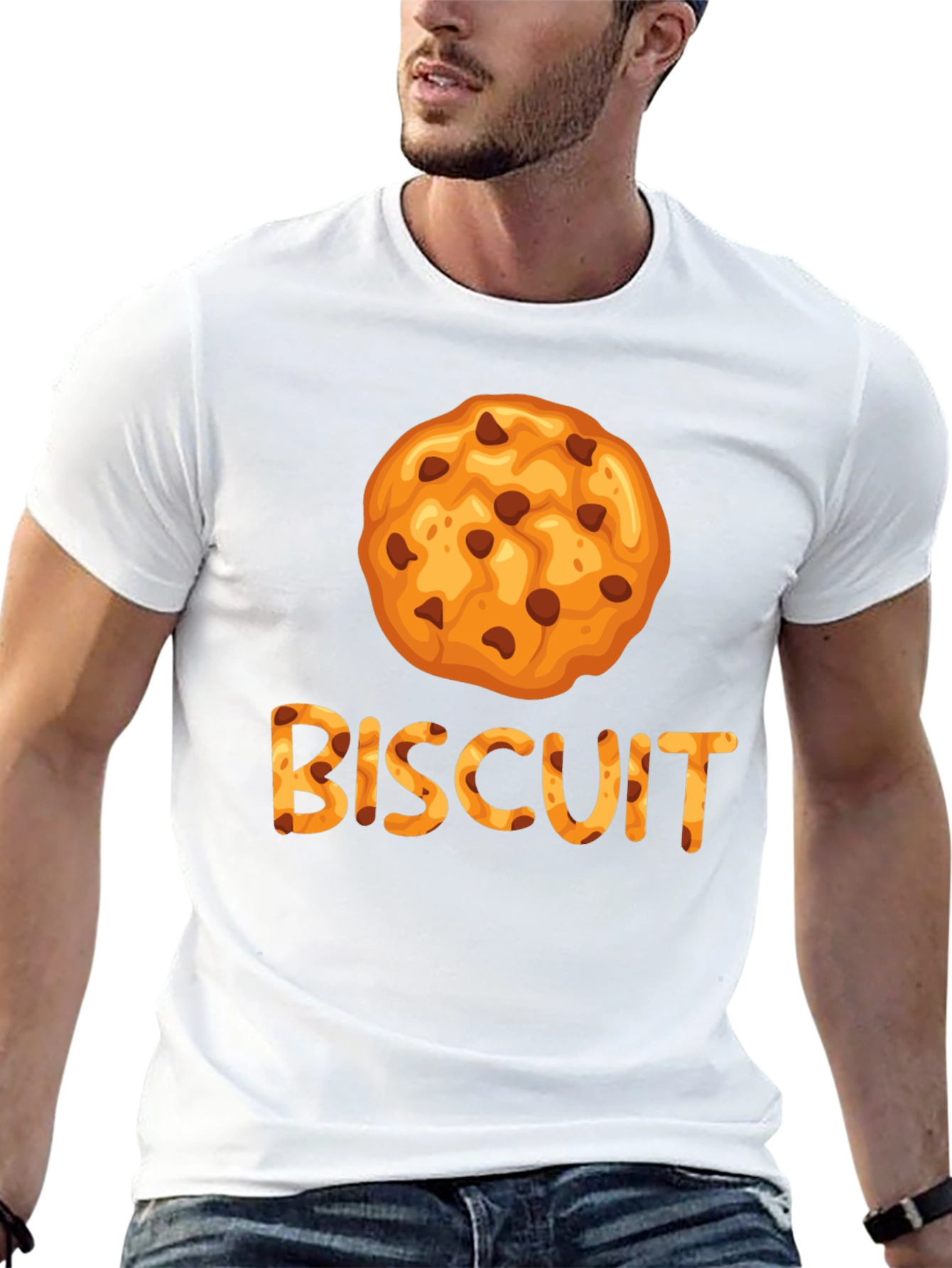 Black Biscuit Cookie Graphic Tee - Unisex Black T-Shirt view 13