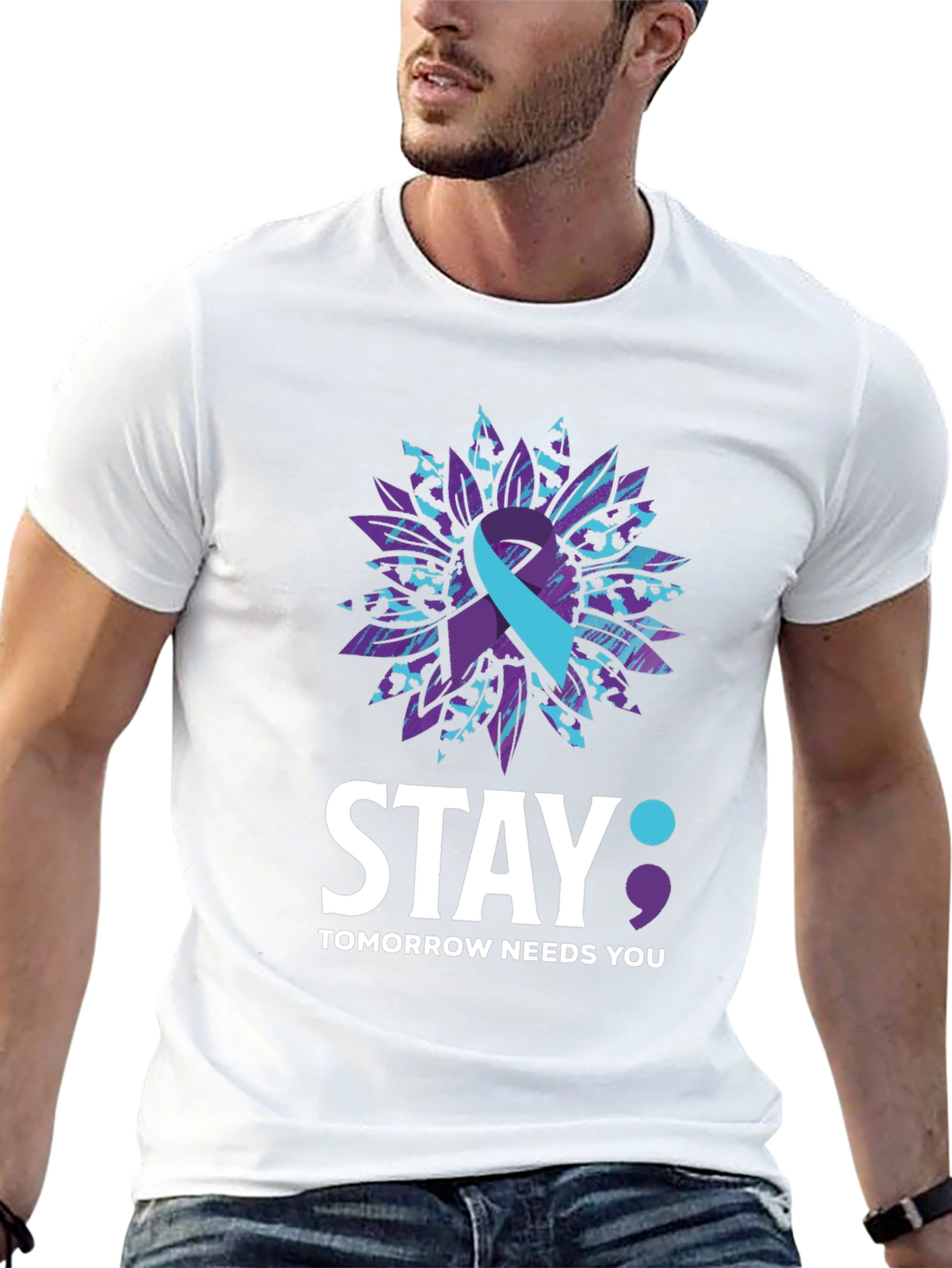 Black Stay Tomorrow Needs You Awareness T-Shirt view 13