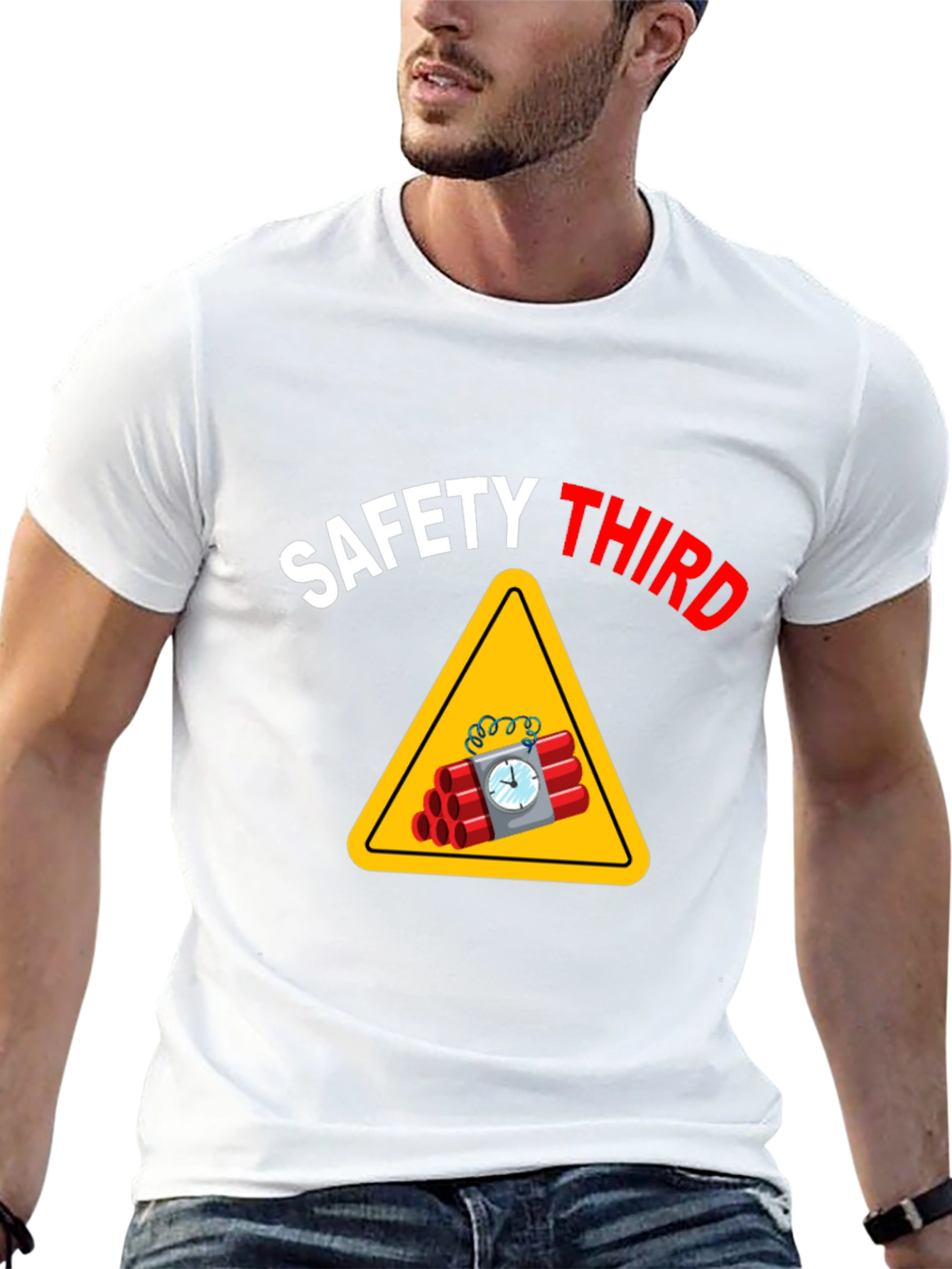 Black Safety Third T-Shirt - Funny Graphic Tee view 13