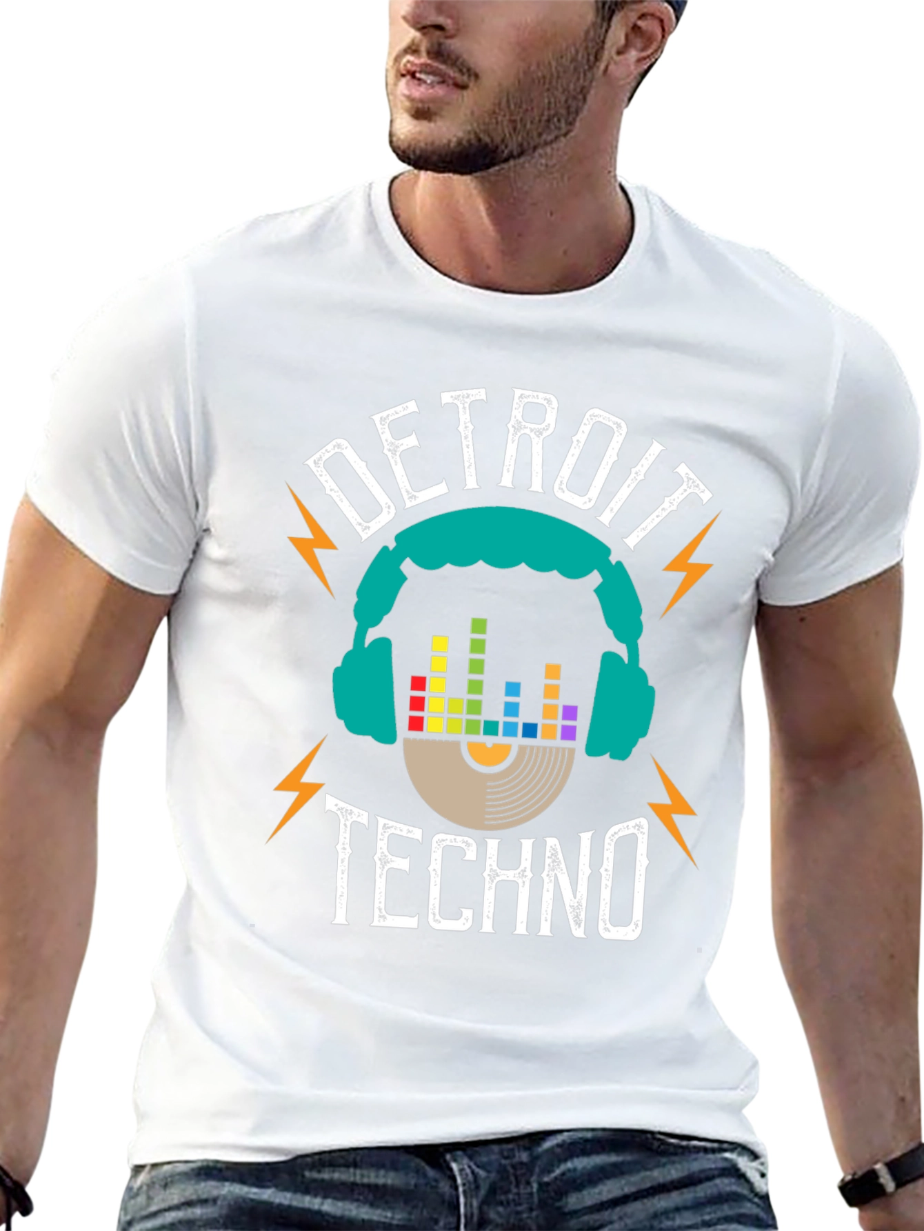 Black Detroit Techno Music T-Shirt view 13