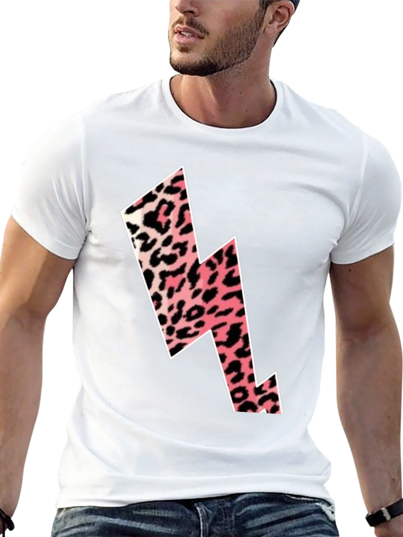 Black Trendy Leopard Print Lightning Bolt Graphic Tee view 13