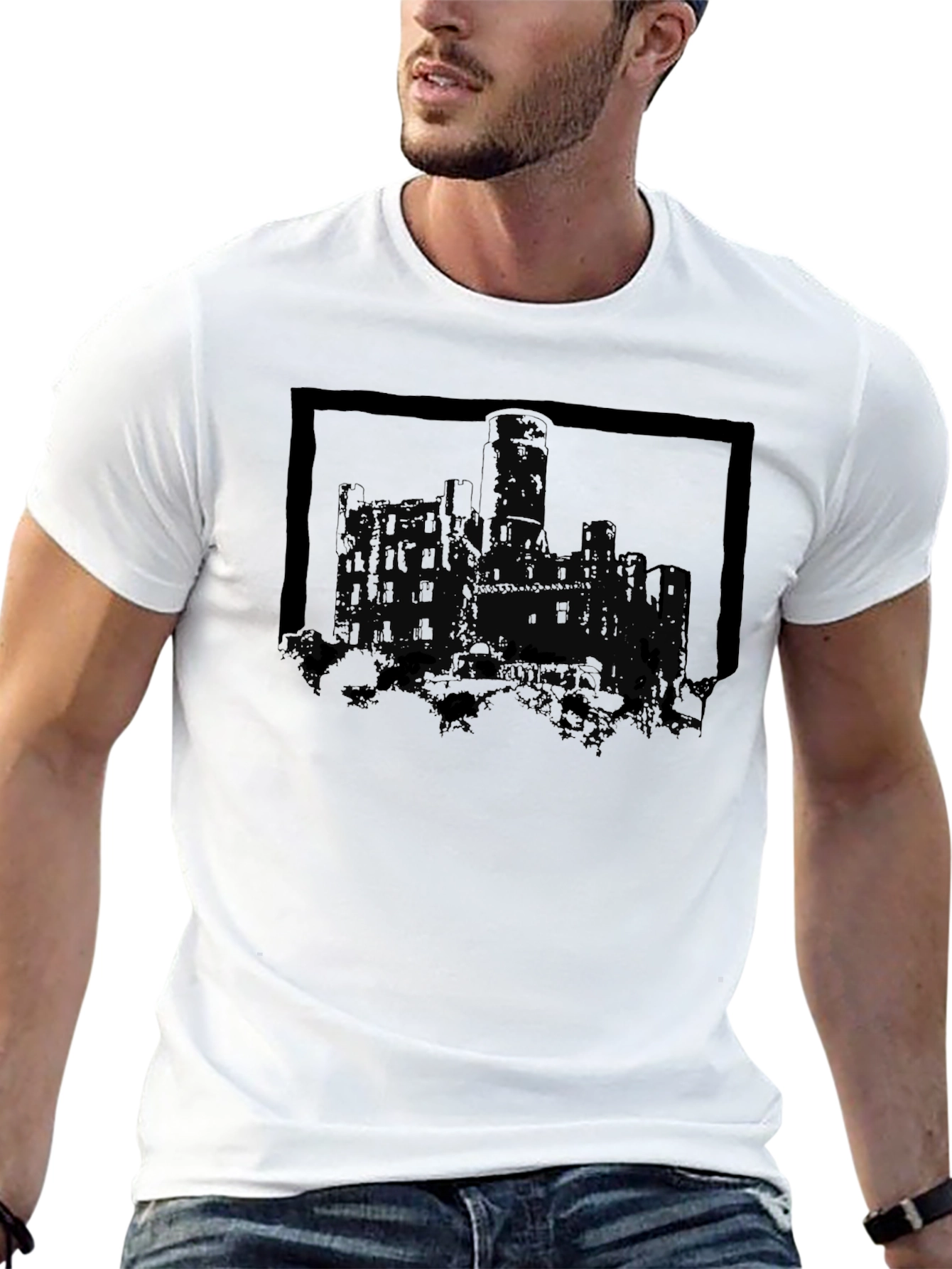 Black Castle Graphic Tee - Gothic Design, Black T-Shirt view 13