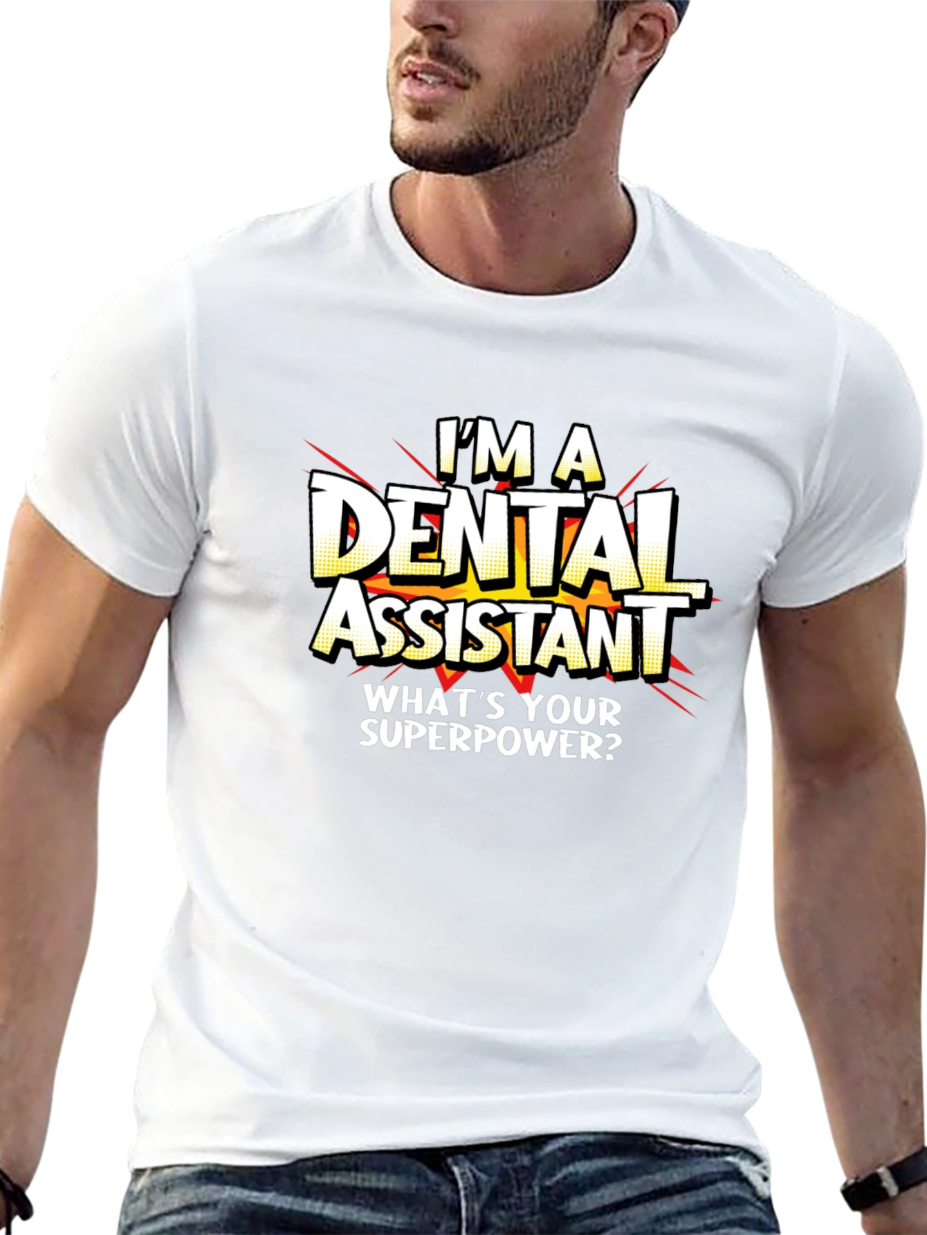 Black Dental Assistant Superpower T-Shirt - Black Graphic Tee view 13