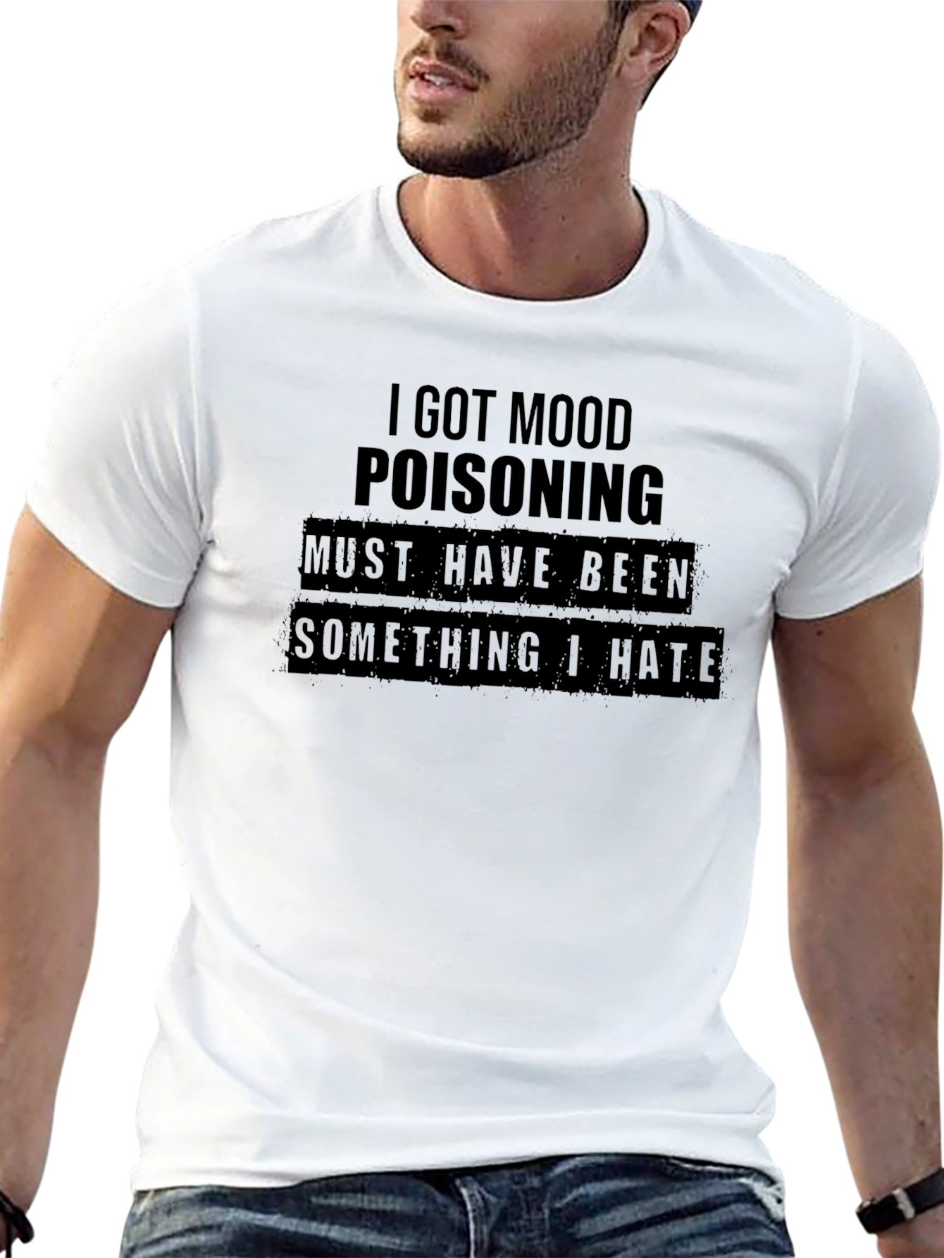 Black Mood Poisoning Graphic Tee - Humorous Black T-Shirt view 13