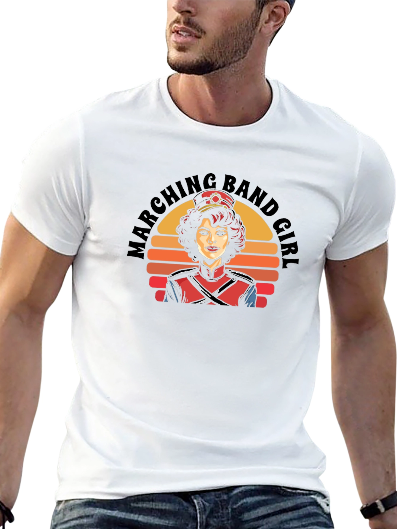 Black Marching Band Girl Retro Graphic T-Shirt view 13