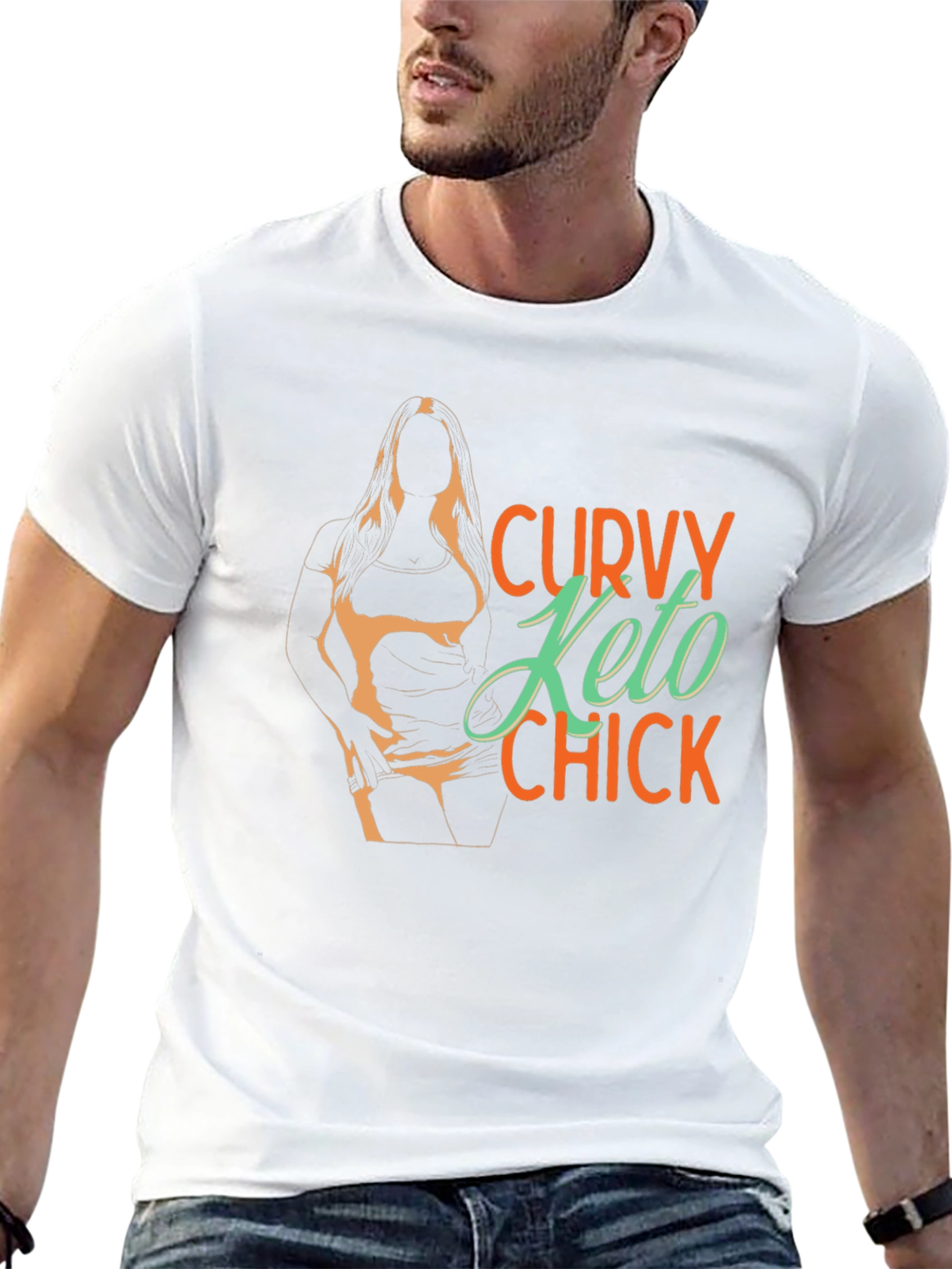 Black Curvy Keto Chick Graphic Tee - Black Unisex view 13
