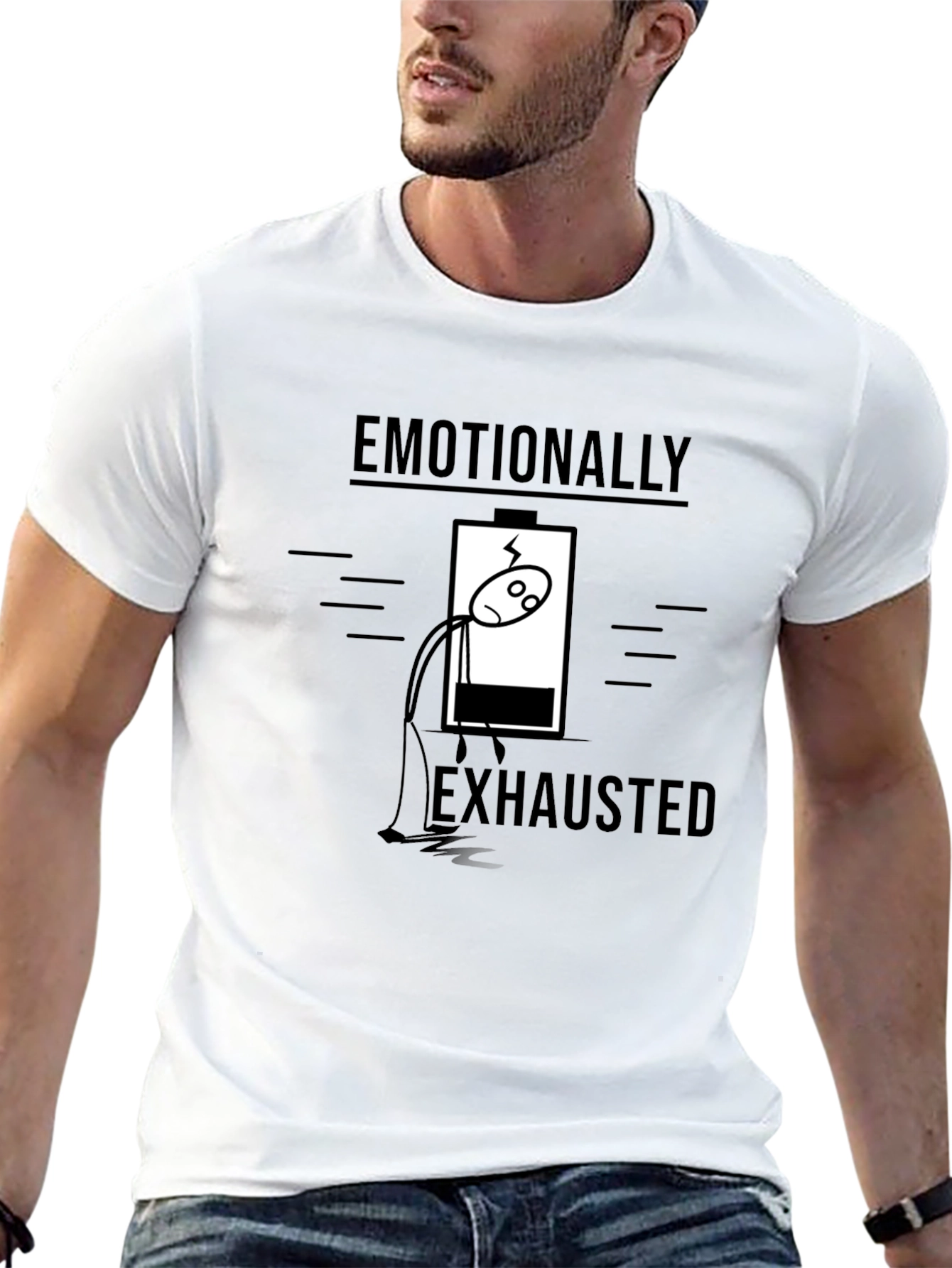 Black Emotionally Exhausted Graphic Tee - Funny T-Shirt view 13