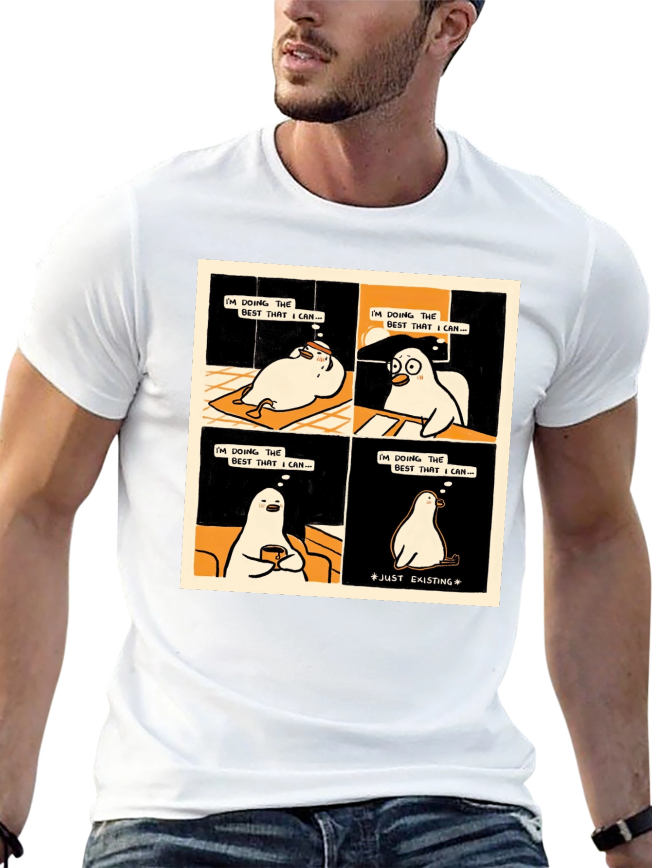 Black Existential Cartoon T-Shirt: Doing My Best view 13
