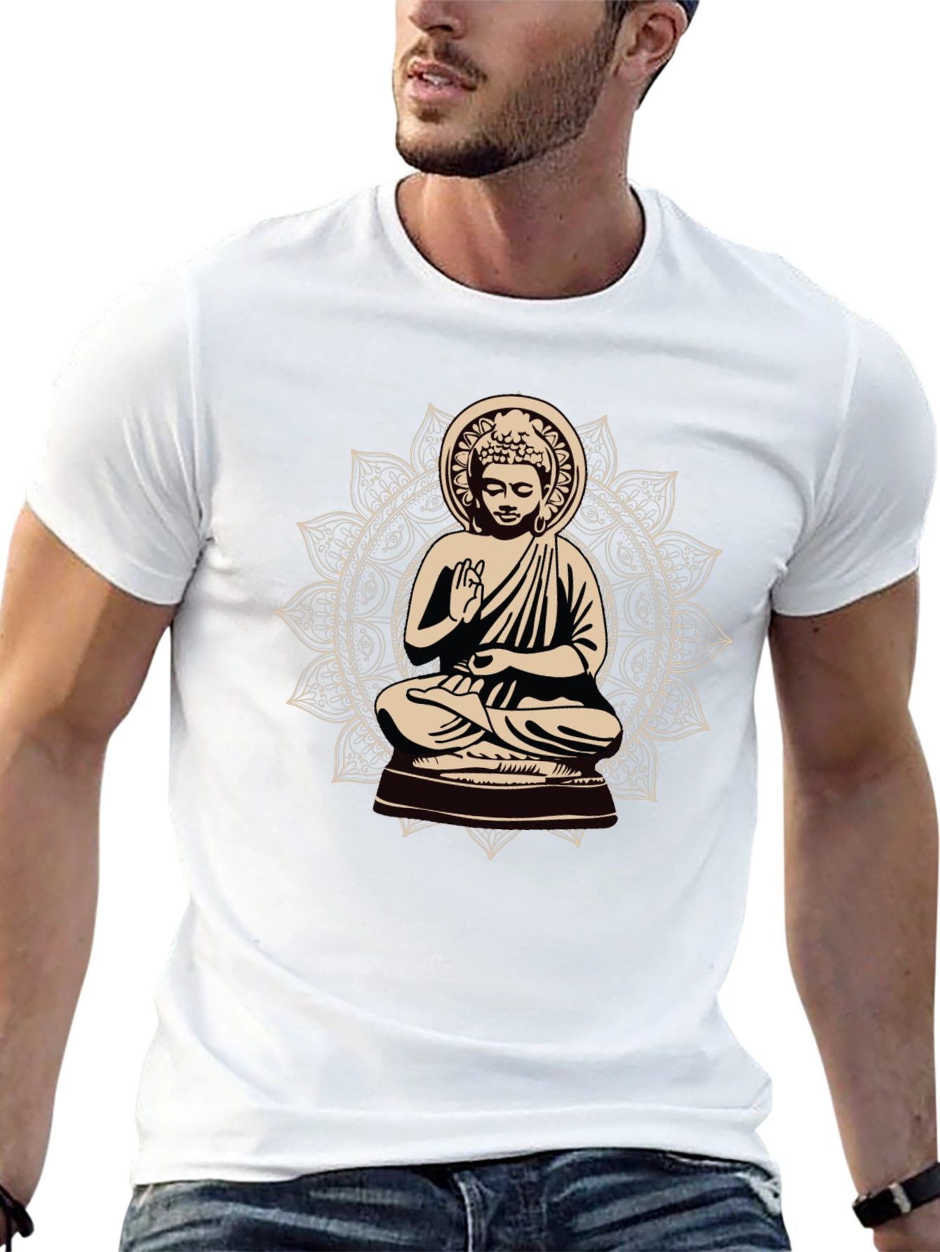 Black Buddha Mandala Graphic Tee - Spiritual Style view 13