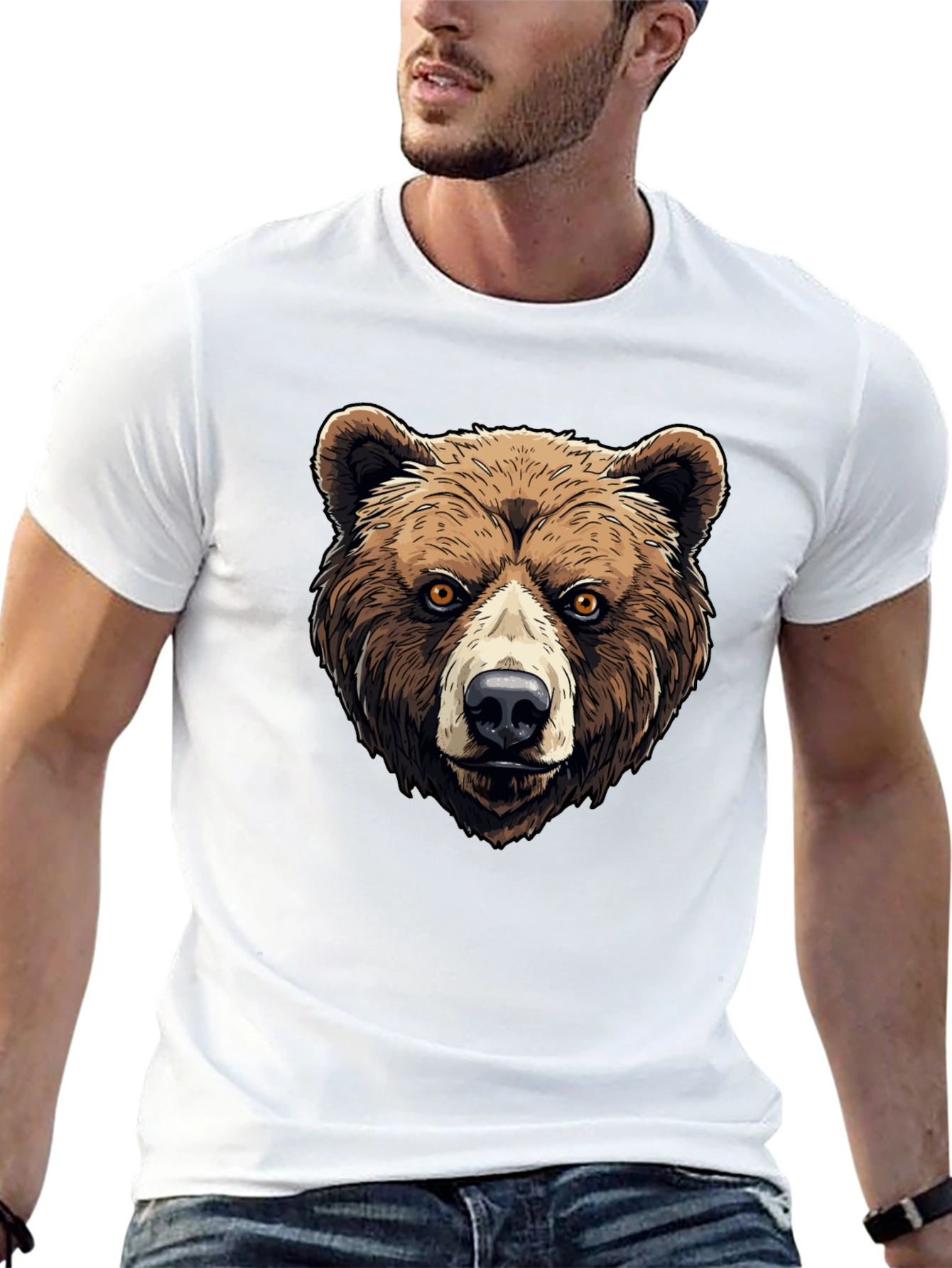 Black Grizzly Bear Graphic Tee - Animal Print Shirt view 13