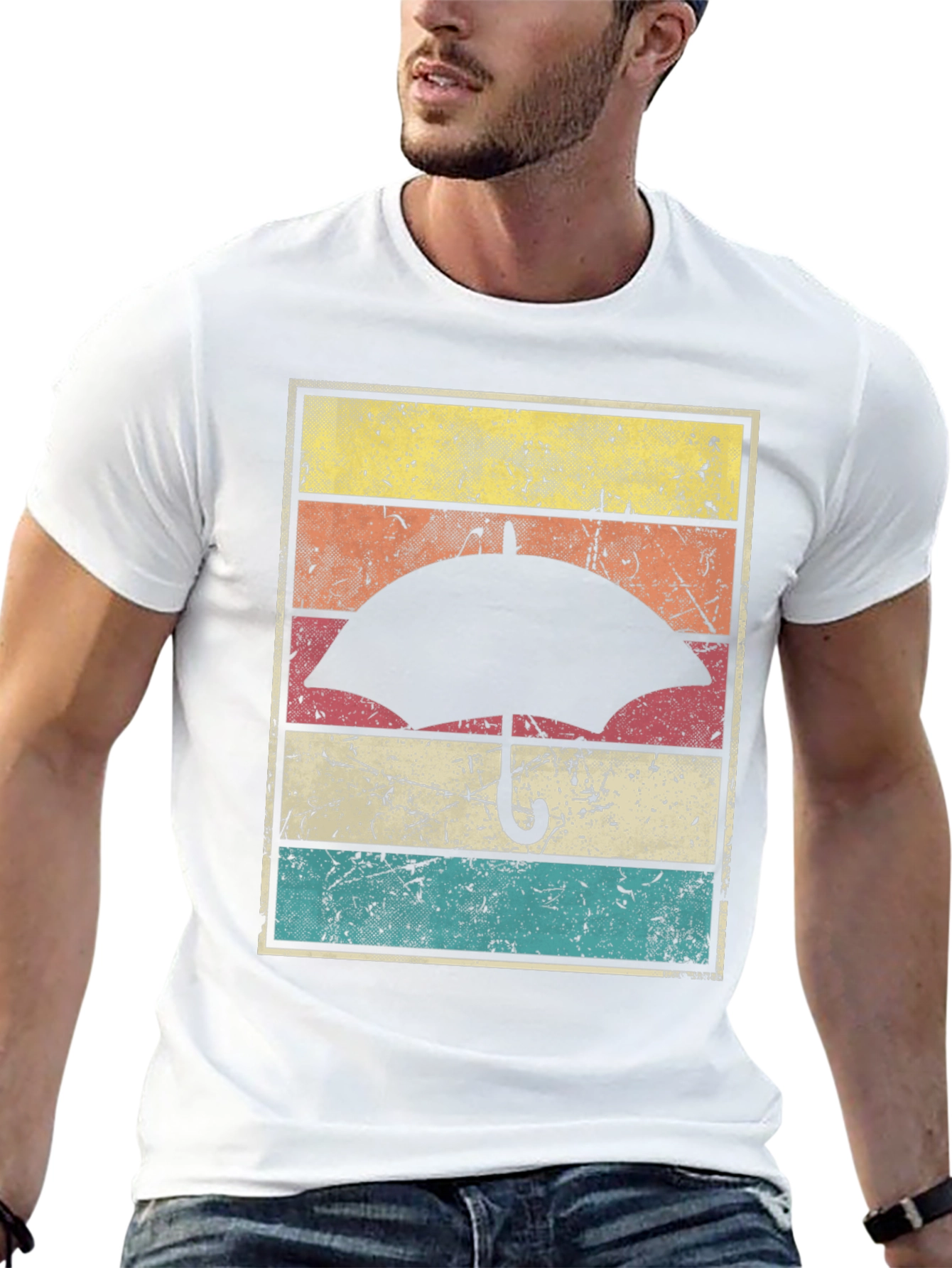 Black Retro Umbrella Graphic Tee - Vintage Style view 13