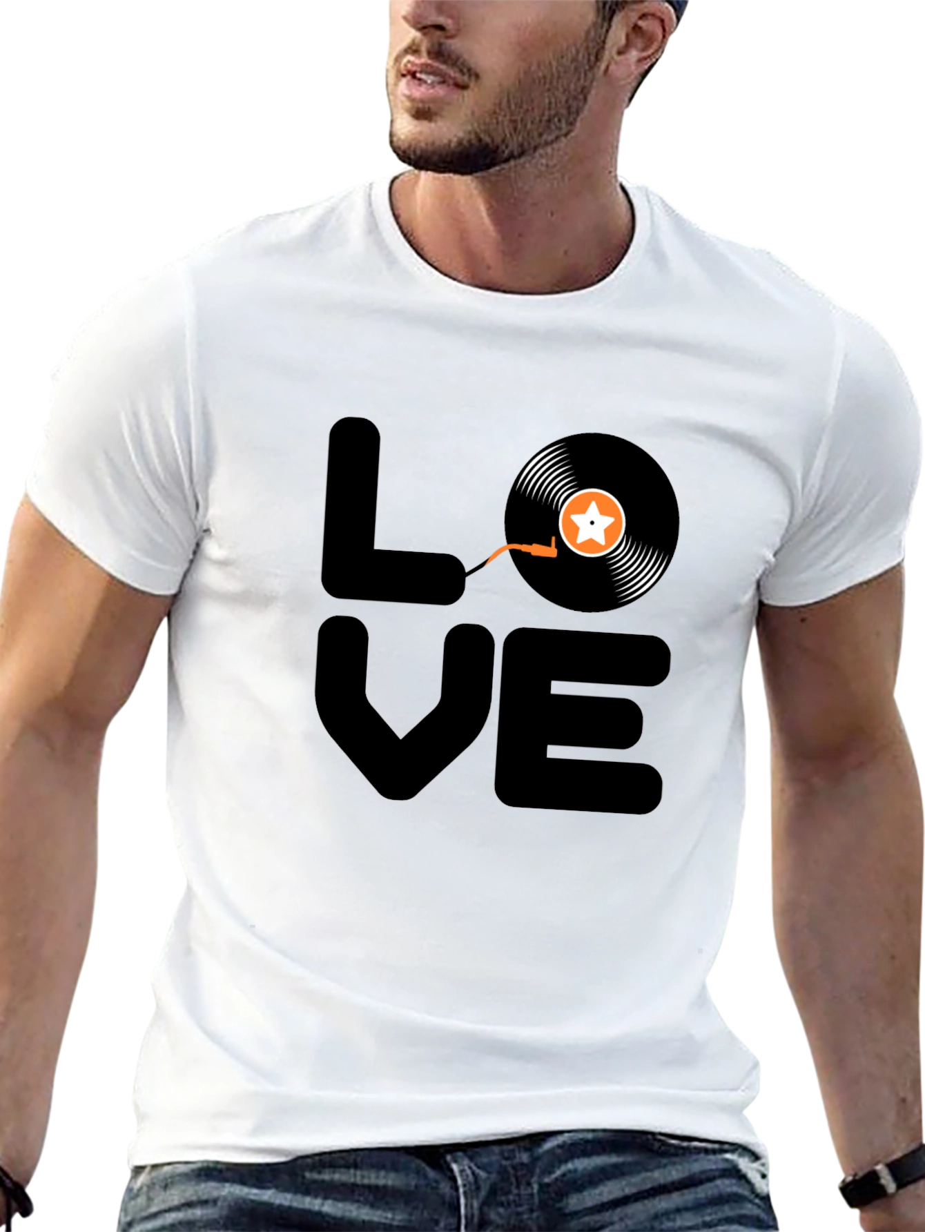 LOVE Vinyl Record Graphic Tee - Black Cotton T-Shirt - 13