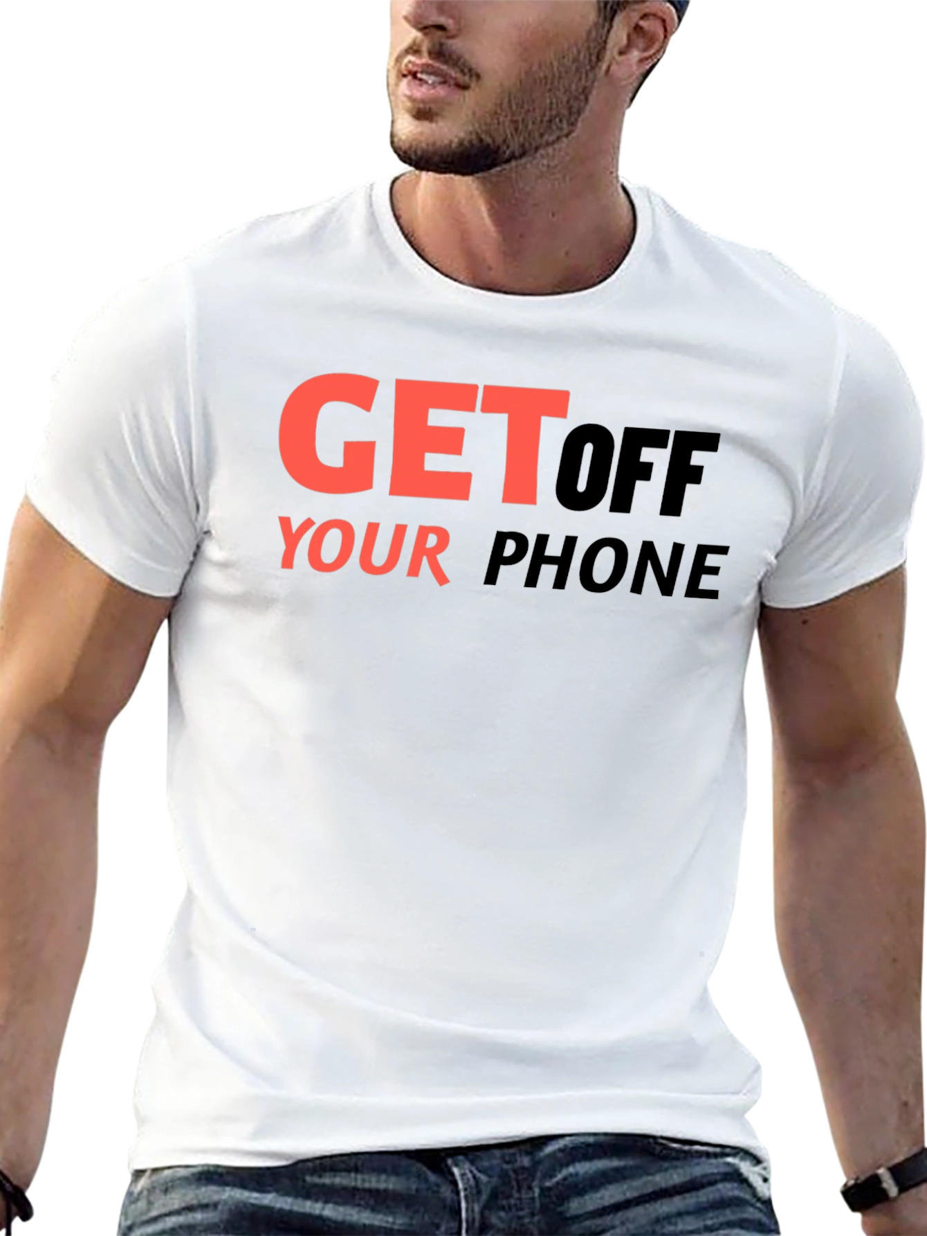 Black Get Off Your Phone Graphic Tee - Black view 13