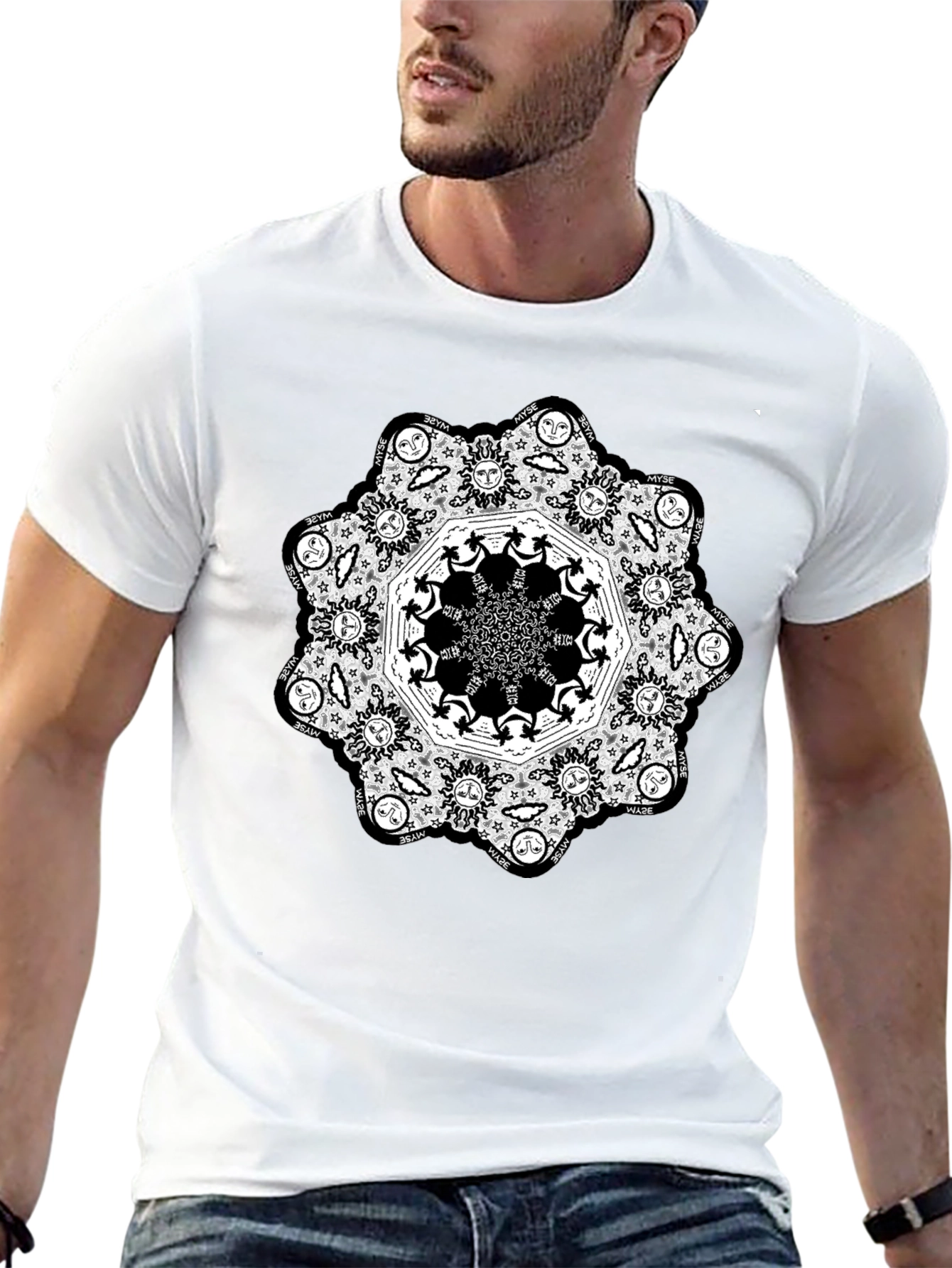 Black Mandala Graphic Black T-Shirt view 13