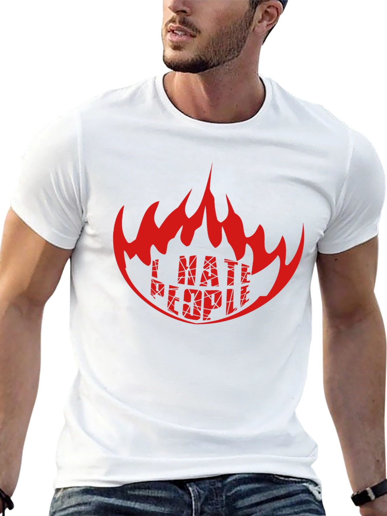 Black I HATE PEOPLE Graphic Tee - Black Crew Neck T-Shirt view 13