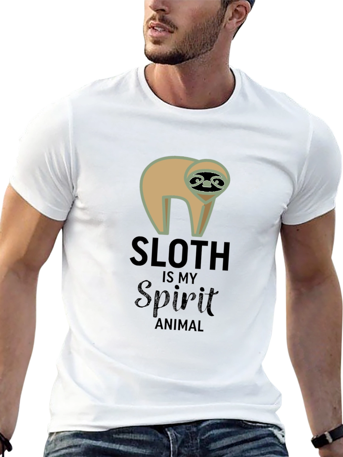Black Sloth is My Spirit Animal T-Shirt - Unisex Crew Neck view 13