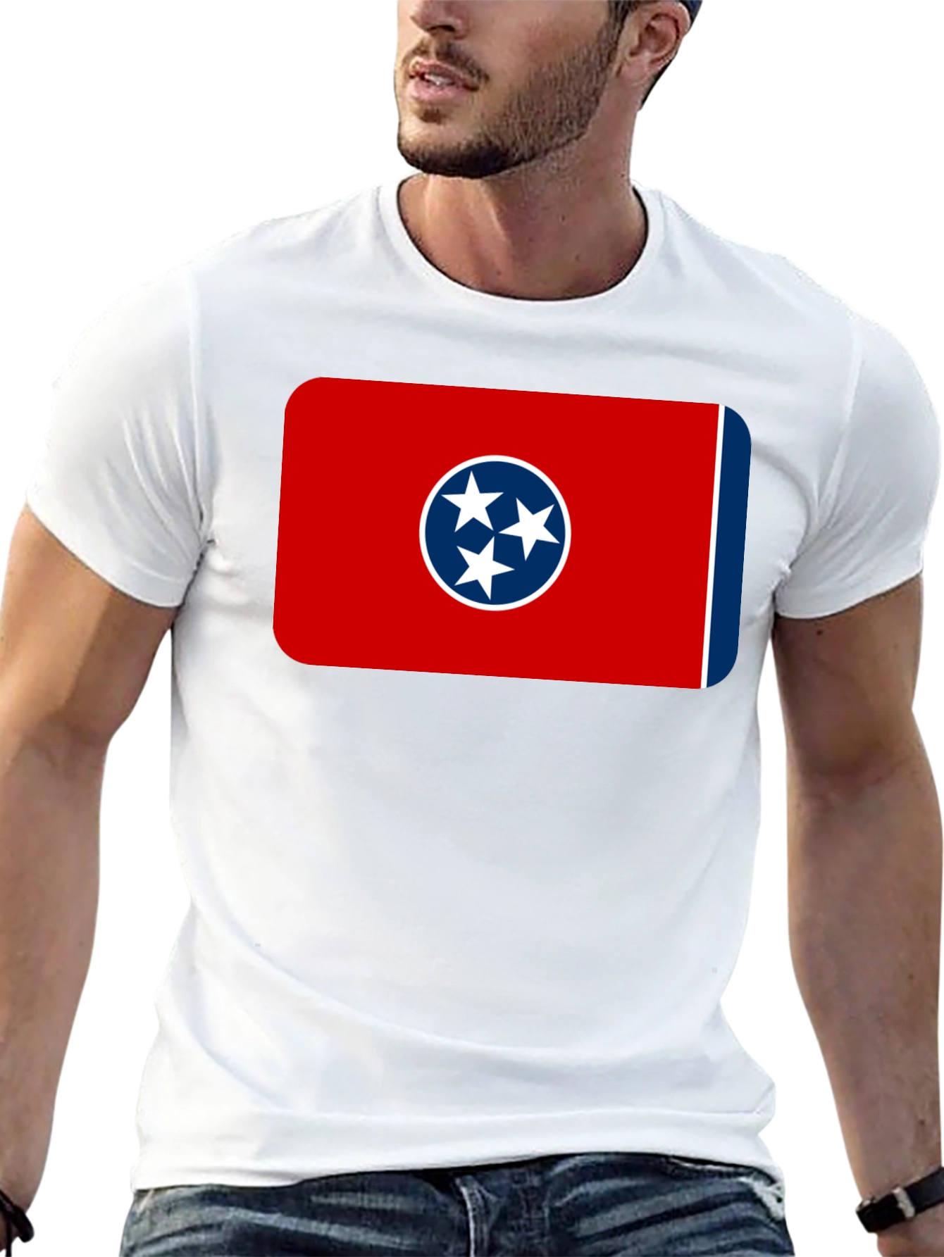 Black Tennessee Flag T-Shirt -  Black Crew Neck Tee view 13