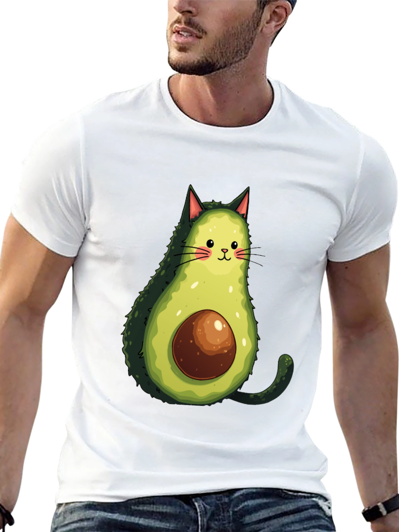 Black Avocado Cat Graphic Tee - Funny T-Shirt view 13