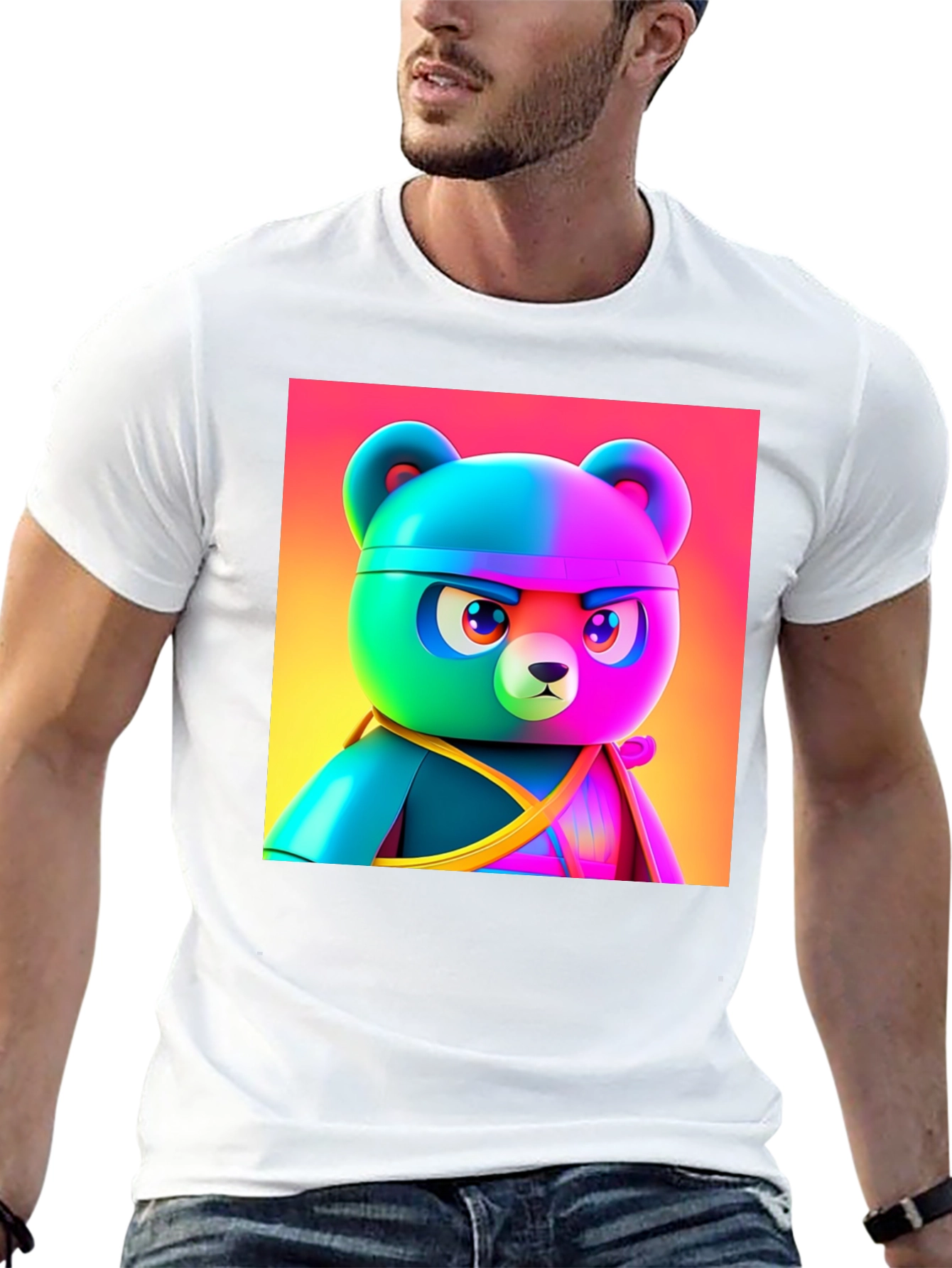 Black Cool Cartoon Bear T-Shirt view 13