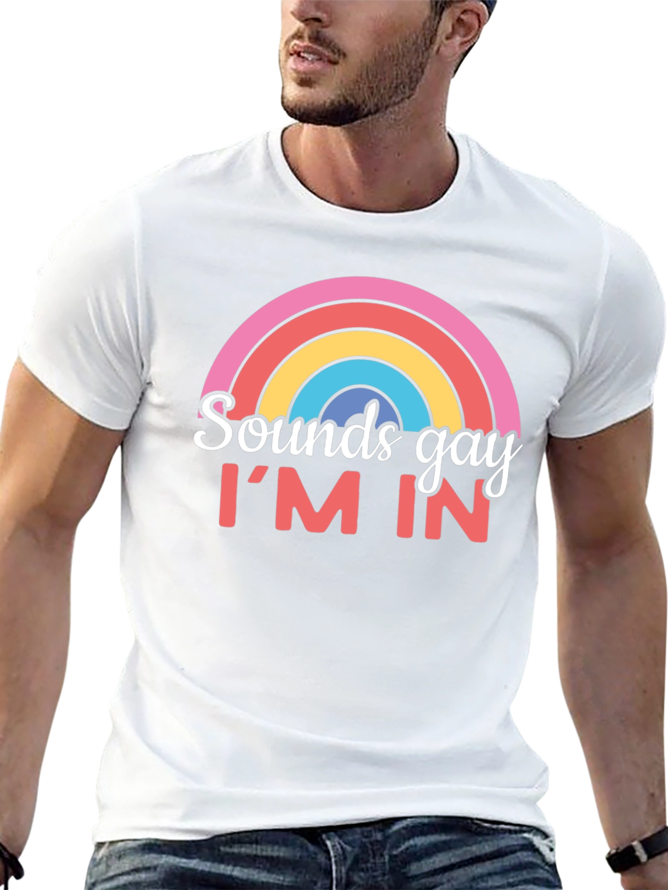 Black Sounds Gay I'm In T-Shirt Rainbow Graphic Tee view 13