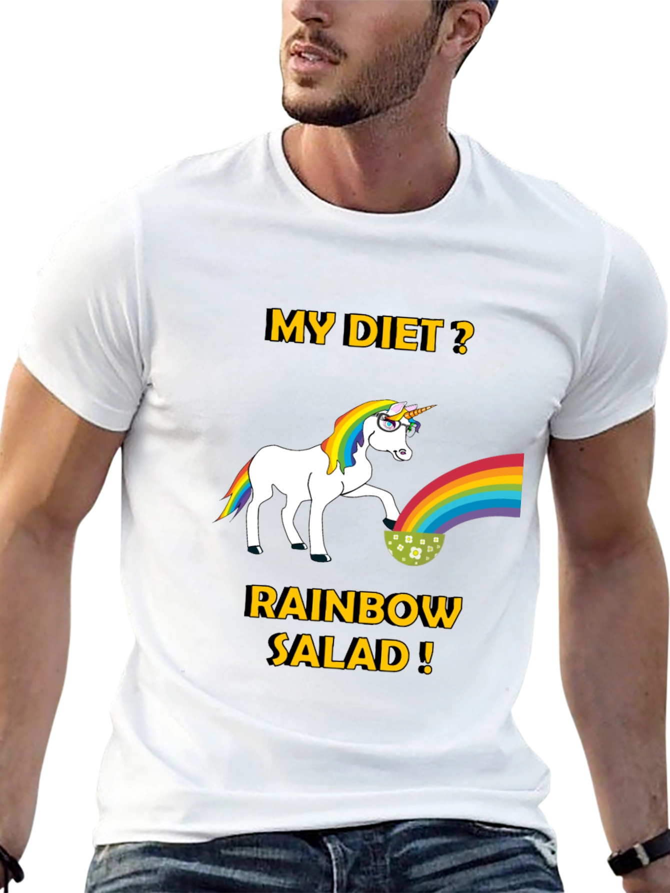 Black Unicorn Rainbow Salad Diet T-Shirt view 13