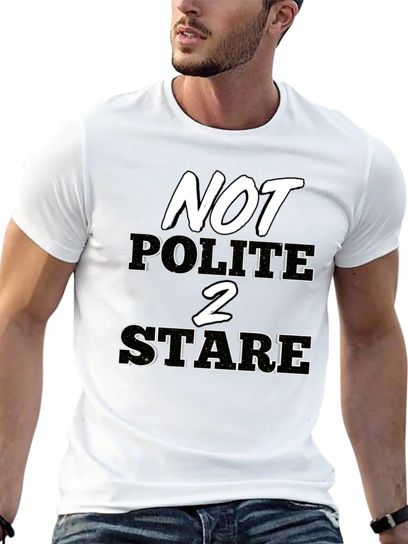 Black Not Polite to Stare Graphic Tee - Black Cotton Blend view 13