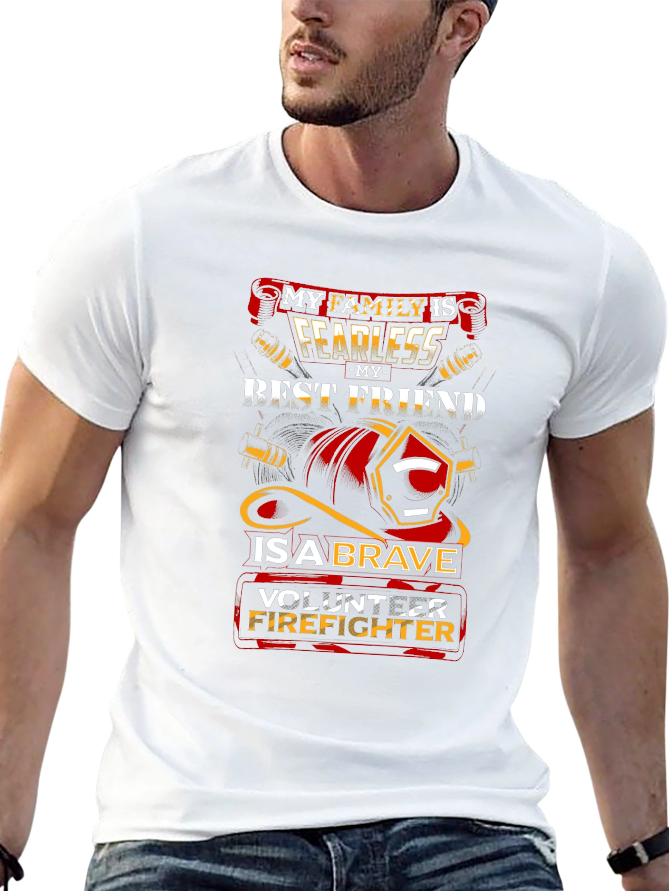 Black Volunteer Firefighter Graphic T-Shirt view 13