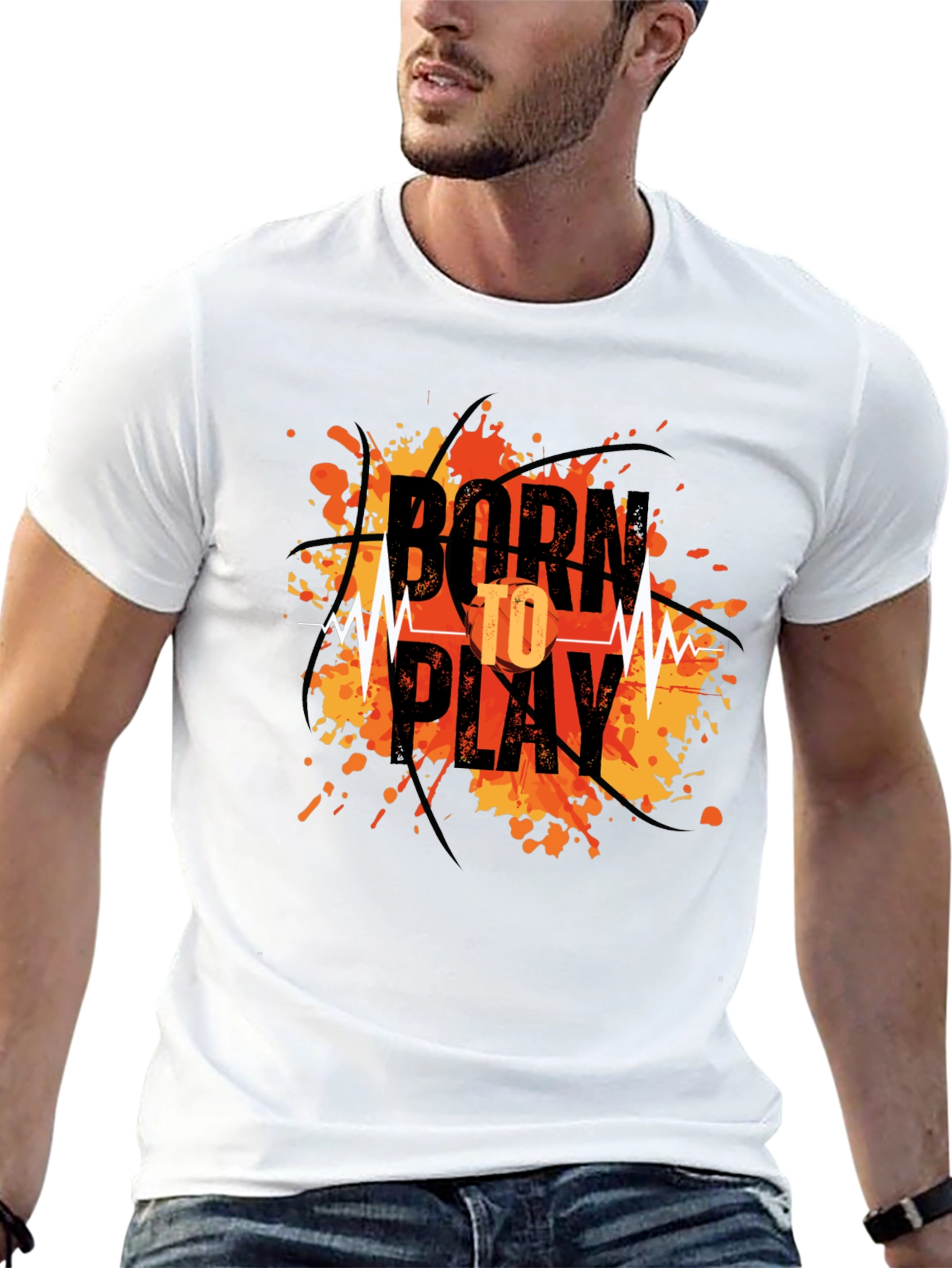 Black Born To Play Graphic Tee - Black Cotton Blend view 13