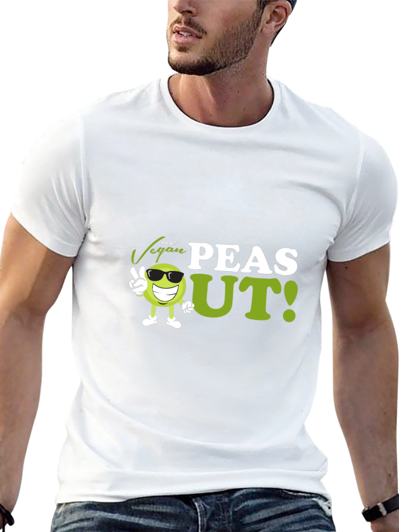 Black Vegan Peas Out T-Shirt - Funny Plant Based Tee view 13