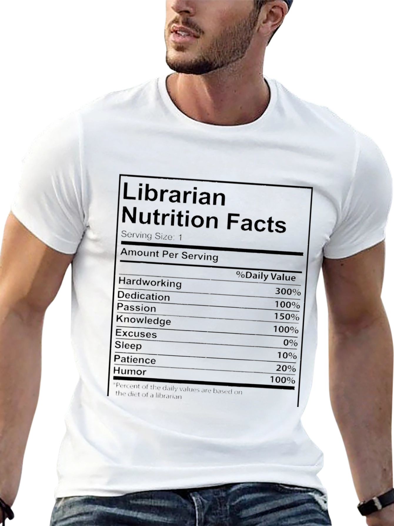 Black Librarian Nutrition Facts Funny T-Shirt view 13