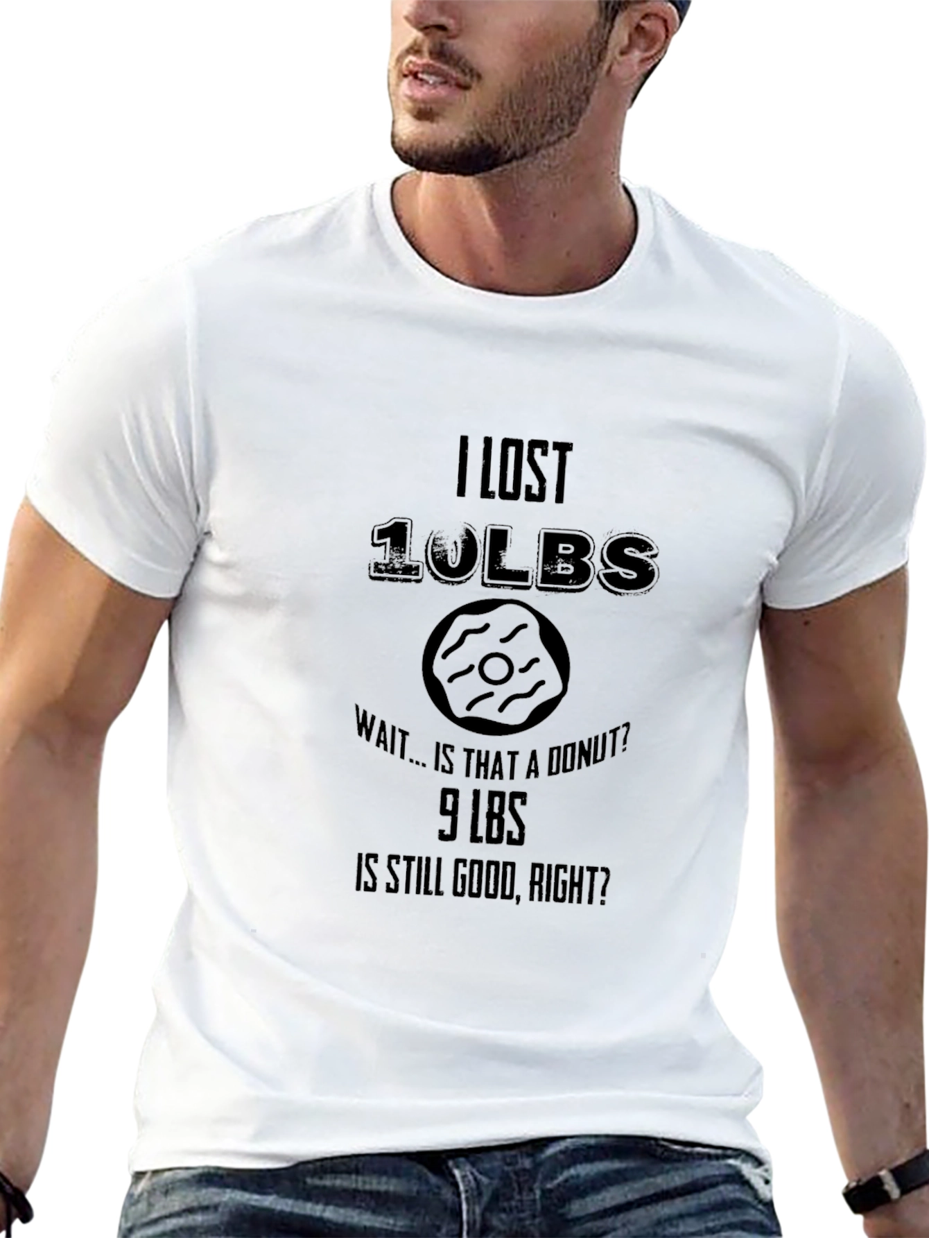Black Funny Weight Loss Donut T-Shirt - Lost 10lbs view 13