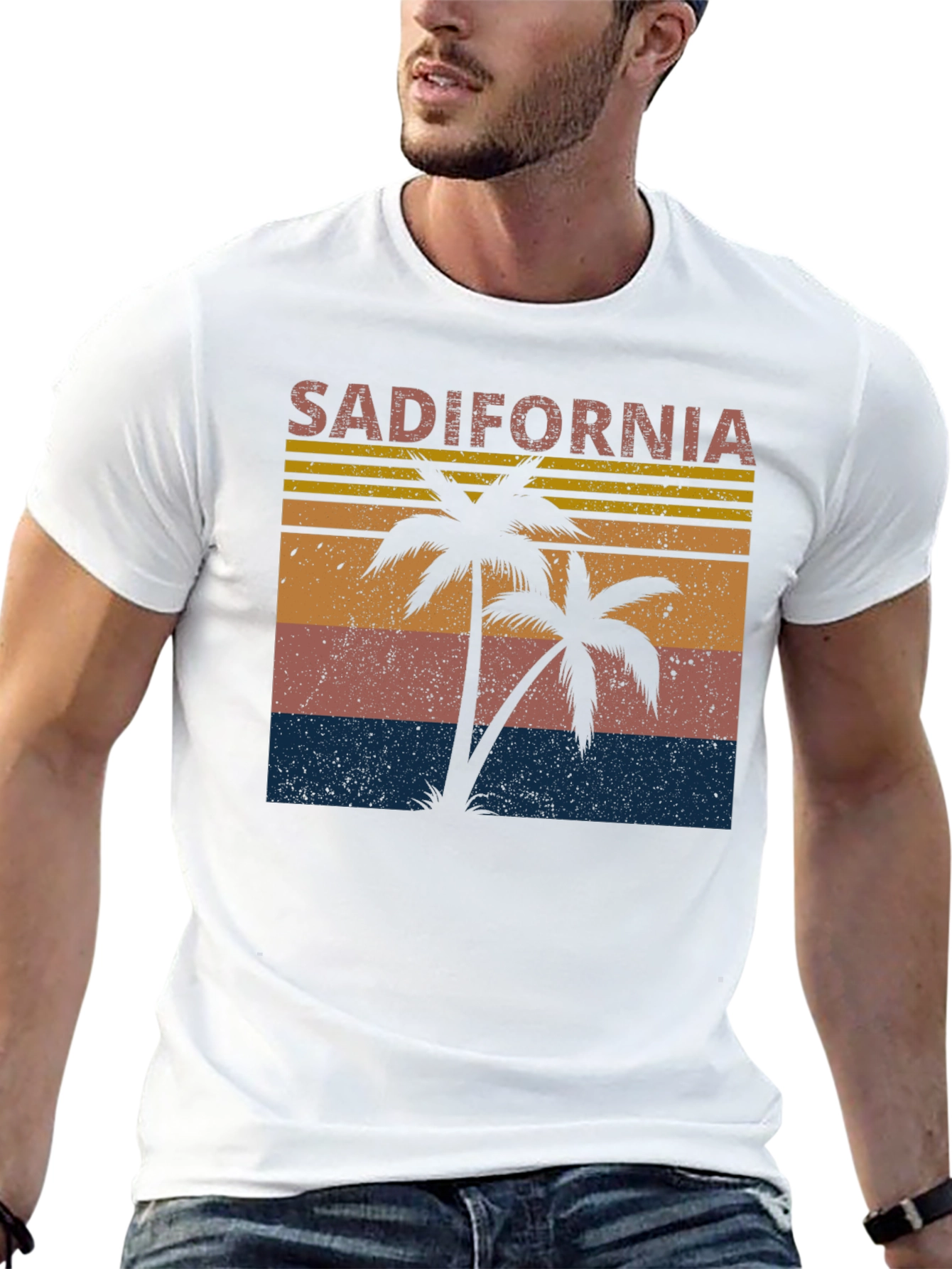 Black Sadifornia Palm Tree Retro Graphic T-Shirt view 13