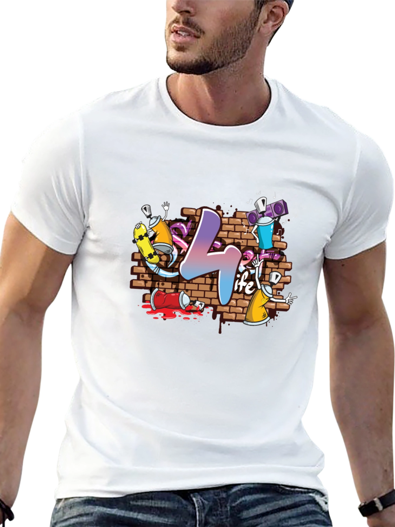Black Graffiti Art T-Shirt - 4 Life Urban Style Tee view 13