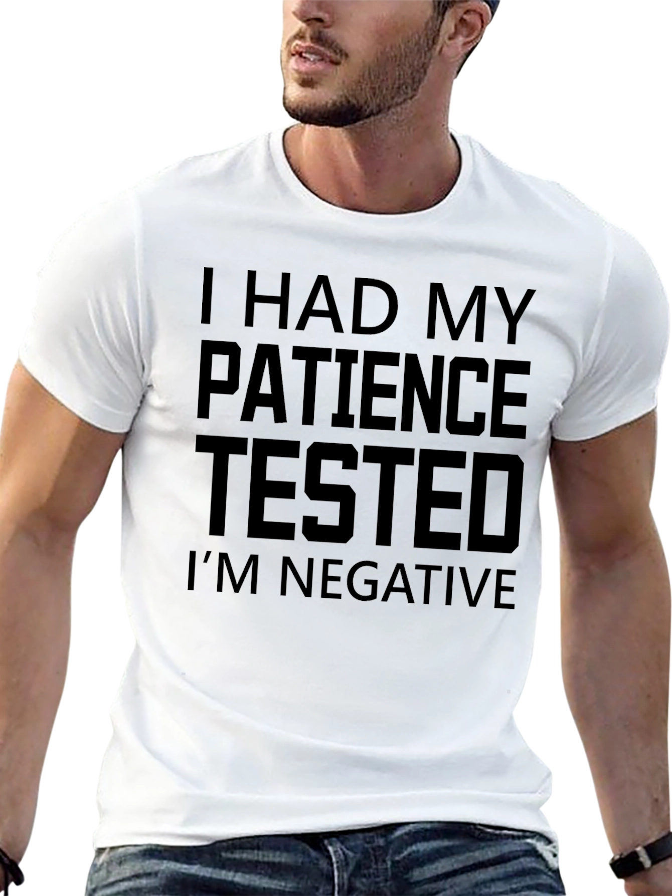 Black Patience Tested Negative Humor T-Shirt view 13