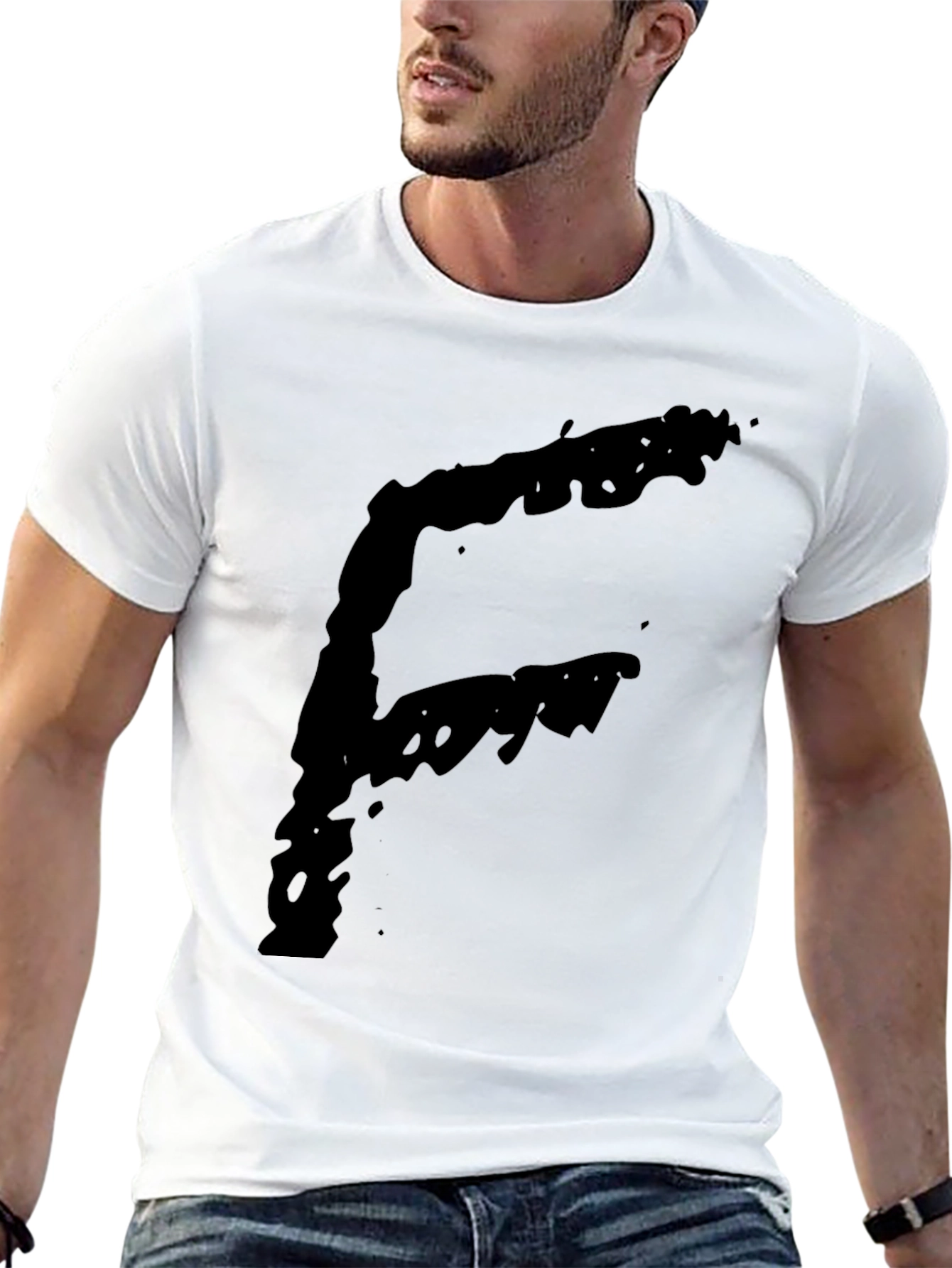 Black Bold Letter 'F' Graphic T-Shirt - Black view 13