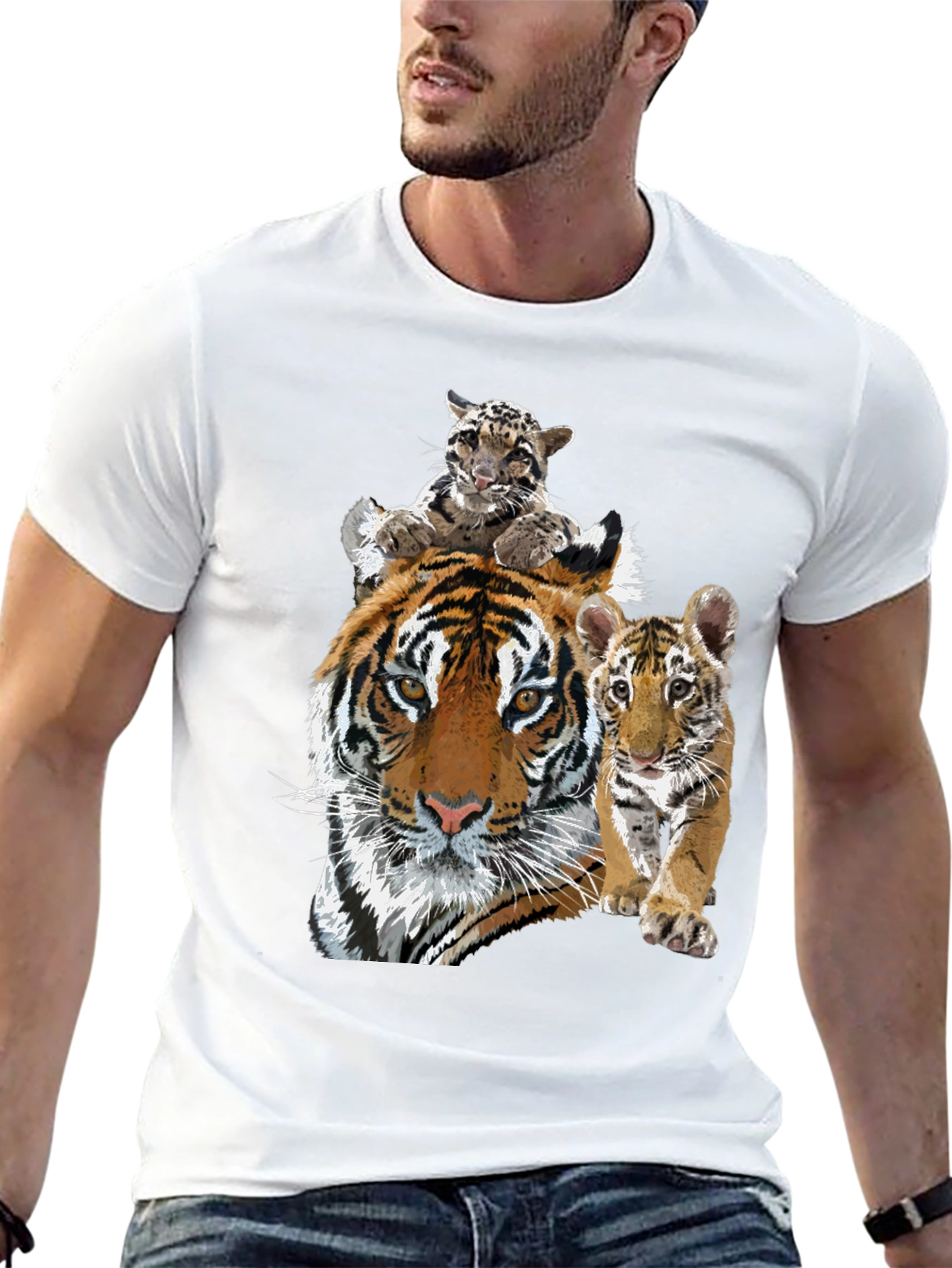Black Tiger Family Graphic Print Tee view 13