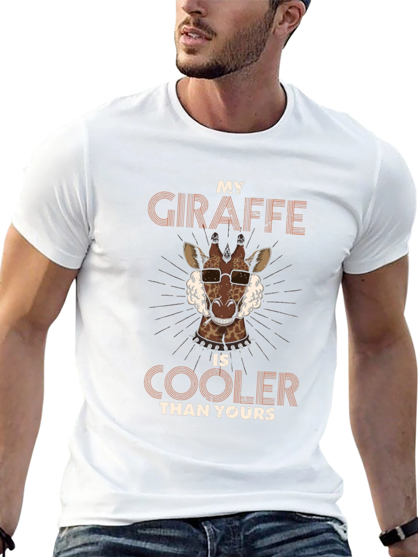 Black Cool Giraffe Graphic Tee - Unisex Black T-Shirt view 13