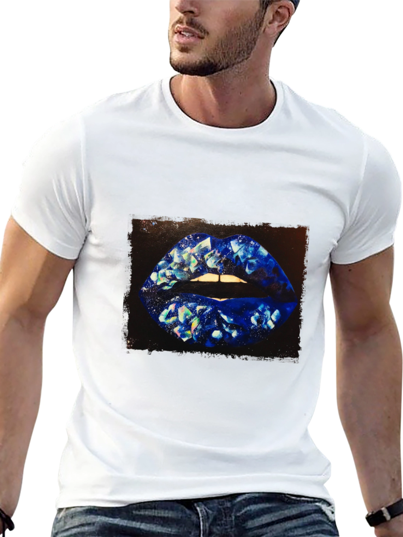 Black Diamond Lips Graphic T-Shirt - Stylish Unisex Tee view 13