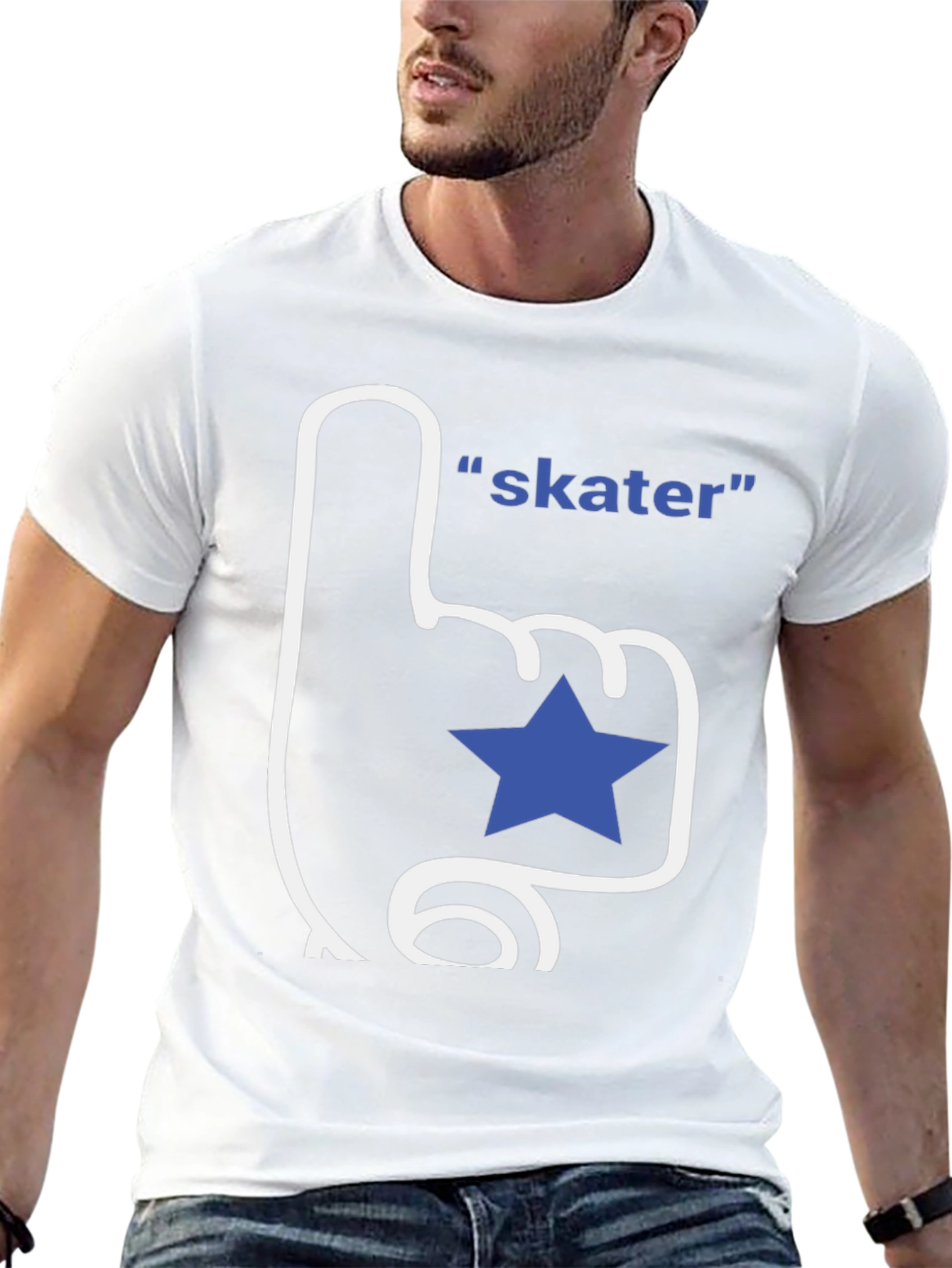 Black Skater T-Shirt - Fan Finger with Star view 13