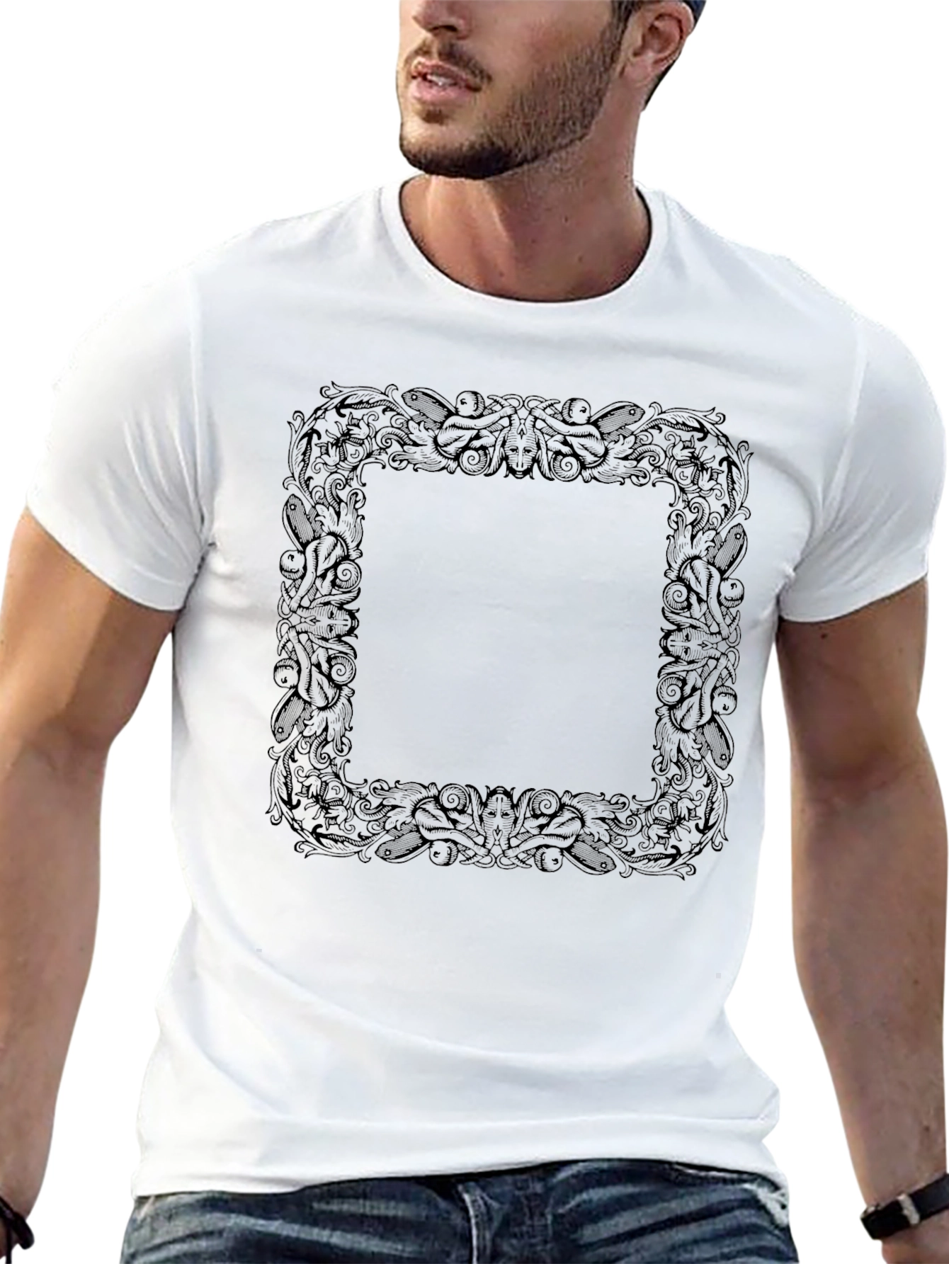 Black Ornate Square Graphic Tee - Classic Black view 13