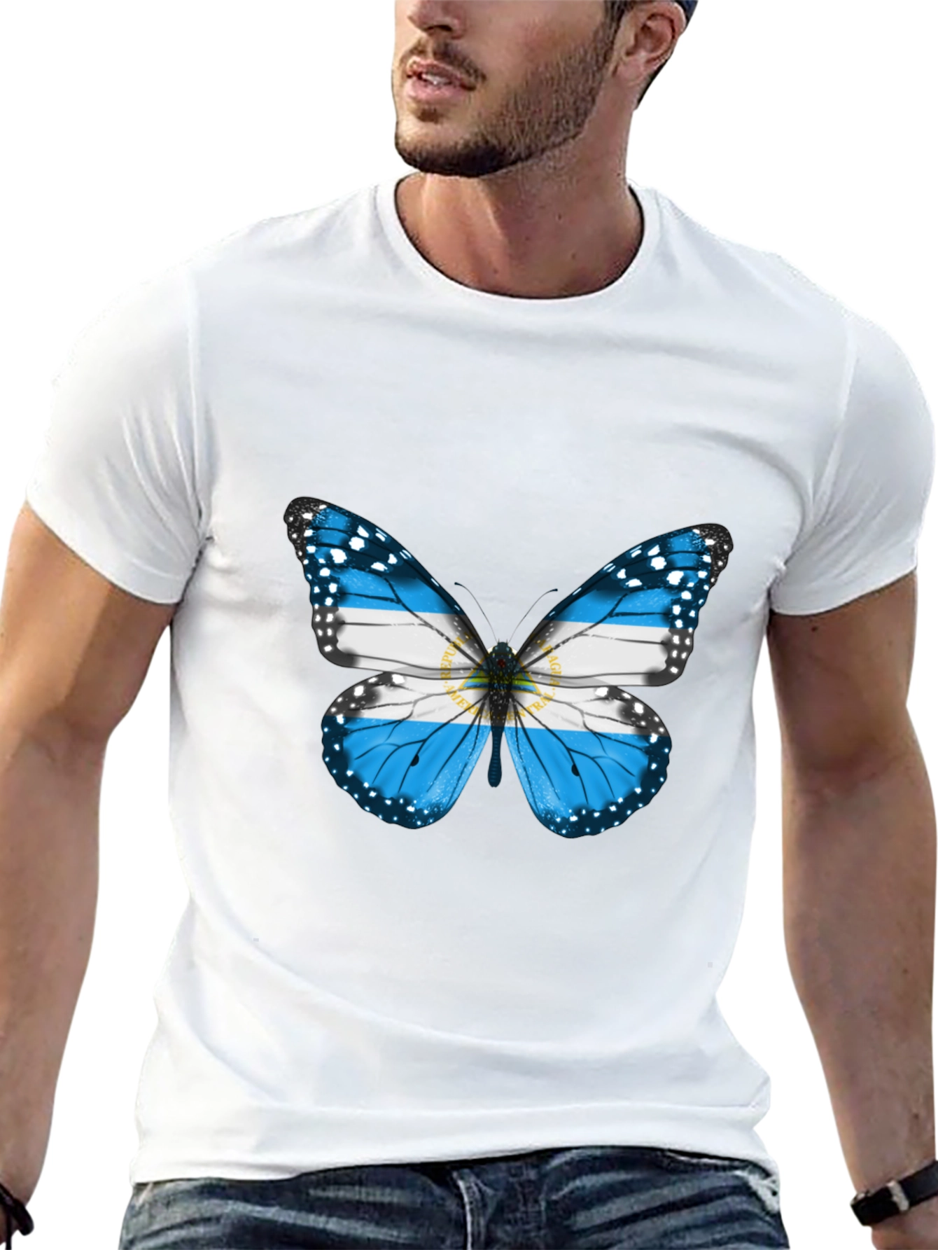 Black Argentina Butterfly T-Shirt - Black Cotton Tee view 13